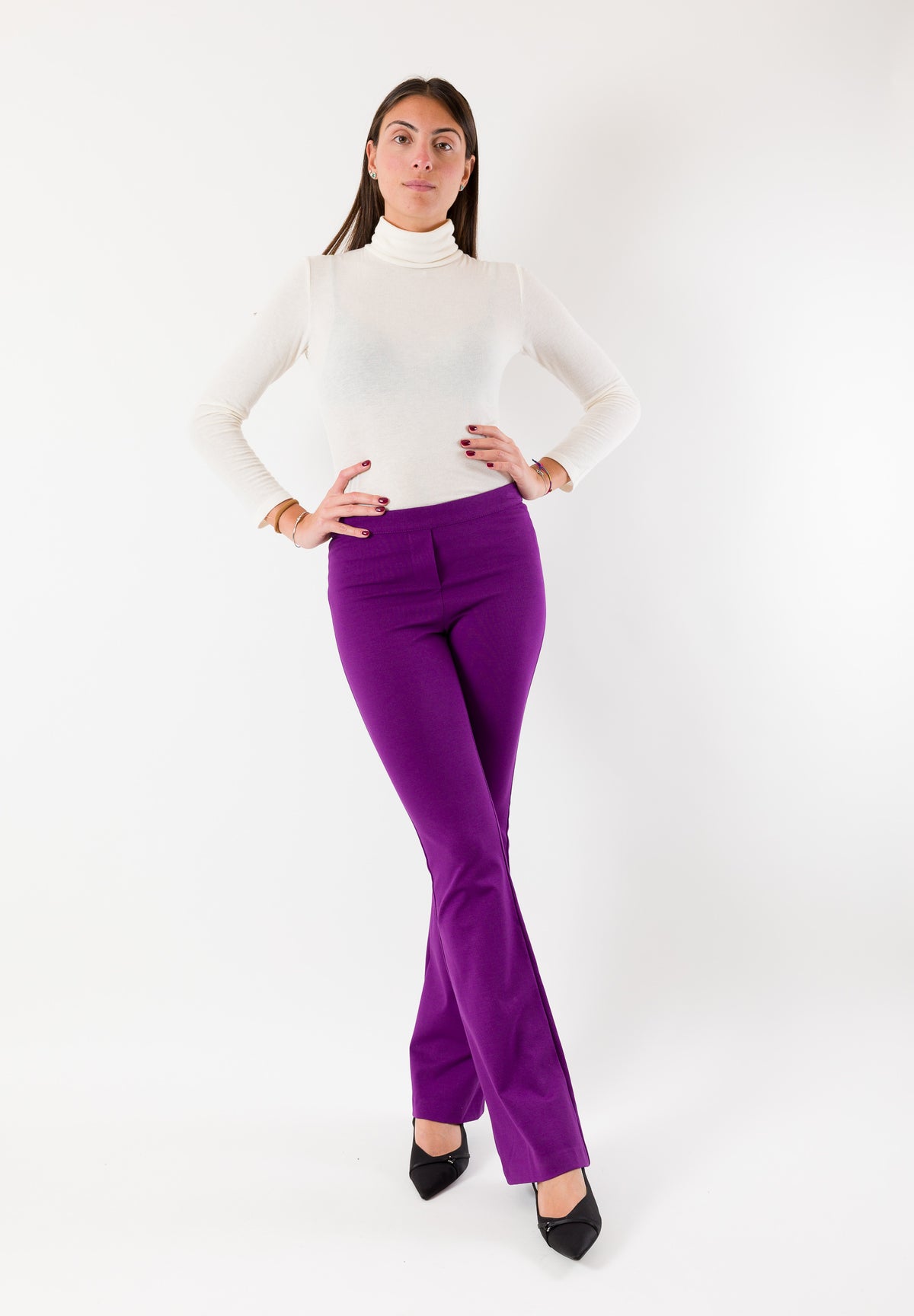 pantaloni a zampa punto milano AI25745