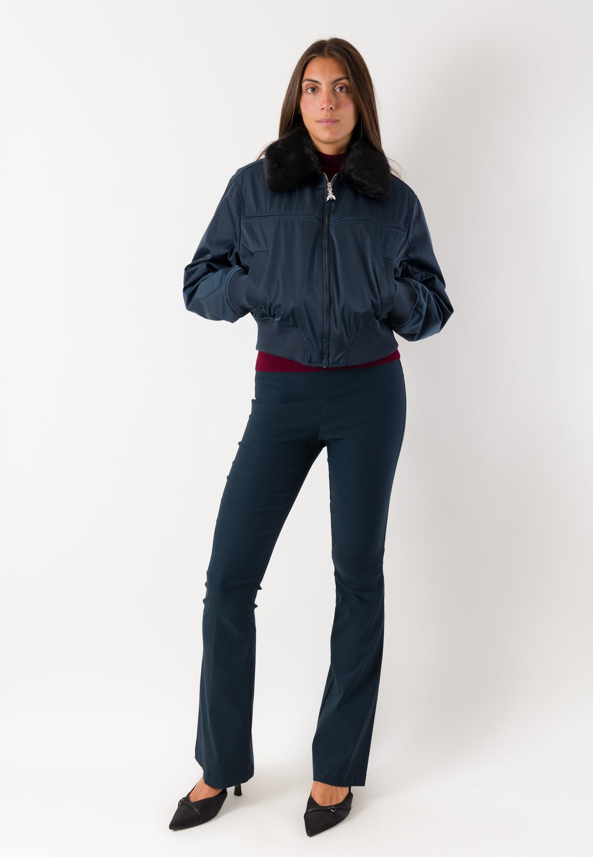 Giubbino bomber con collo eco-pelliccia 8O0052