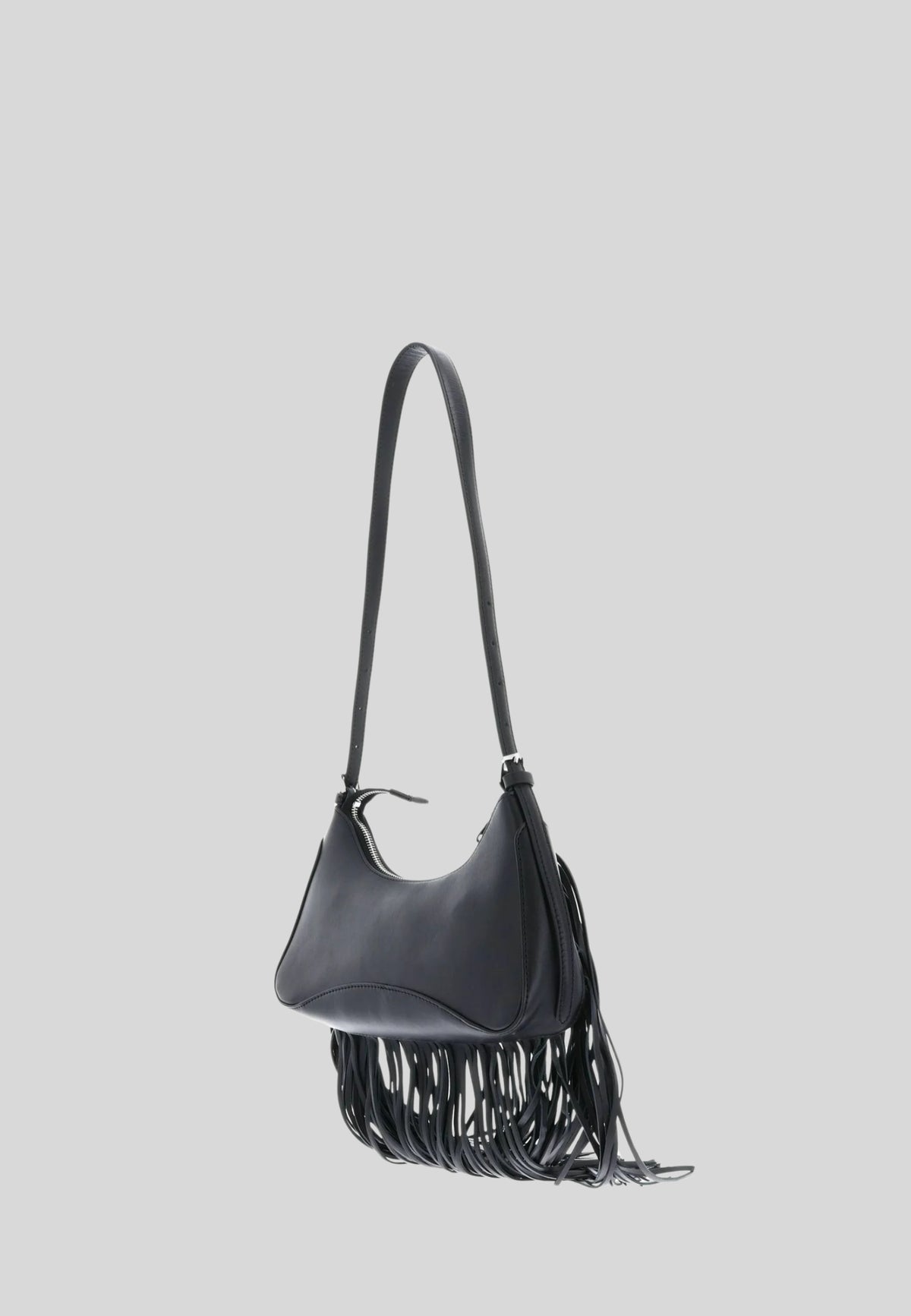 Borsa a Spalla Patrizia Pepe in Pelle Nera con Frange 8B0166L101K103