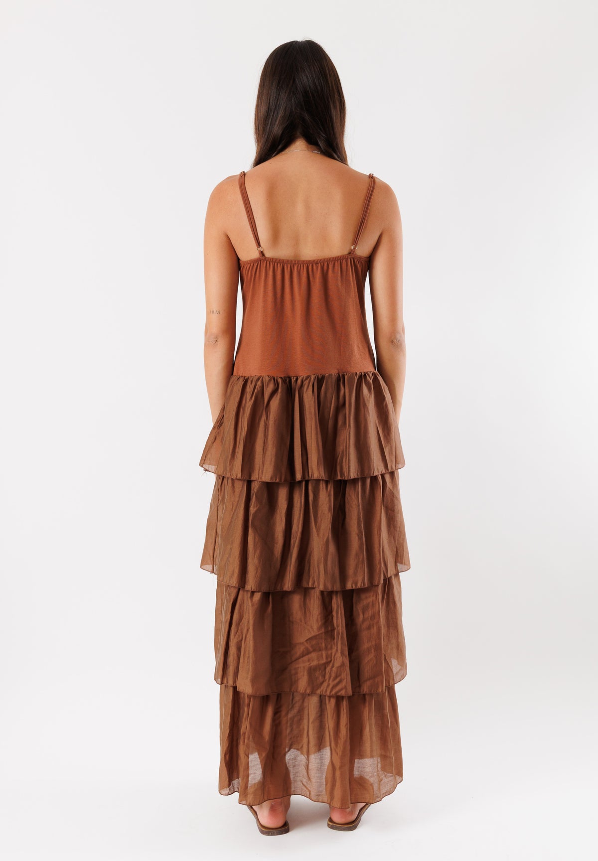 Abito con corpino in jersey e gonna a balze Tencel TT2107