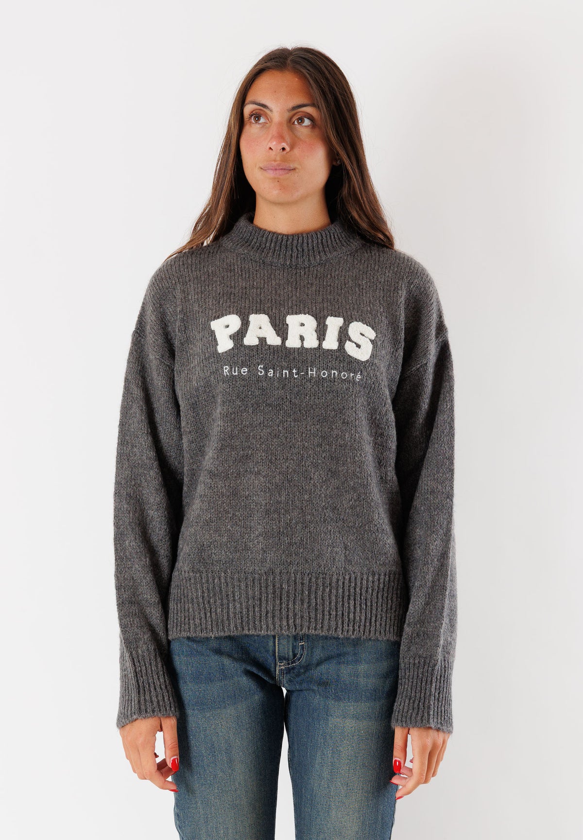 Maglia scritta "PARIS", calda e soffice 3M0915