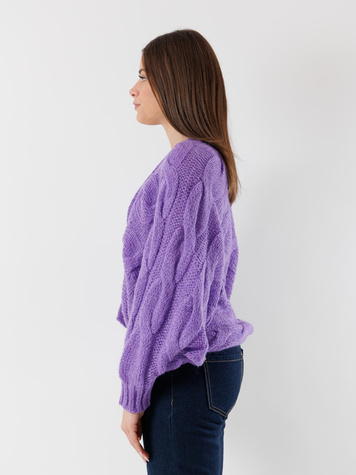 Cardigan kimono con treccioni oversize BY09050