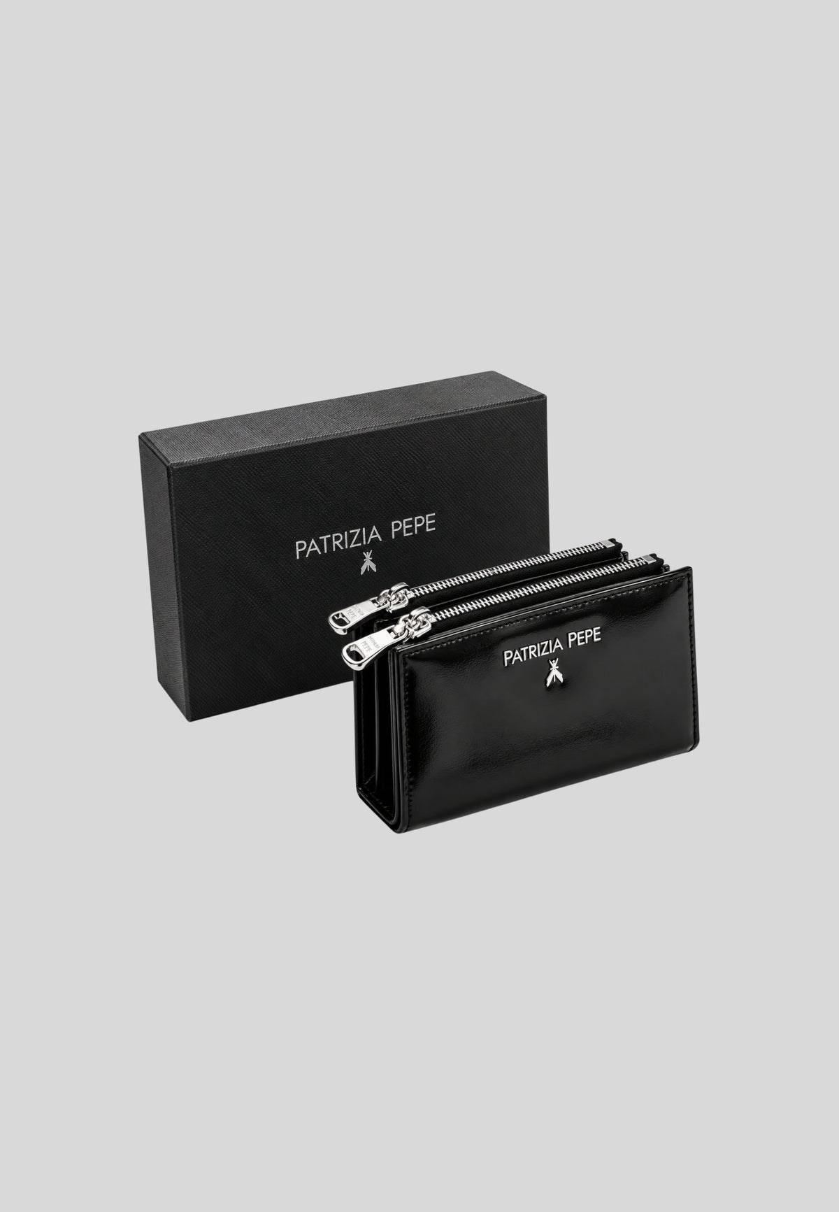 Portamonete / Purse Patrizia Pepe Nero in Vera Pelle con Doppia Zip 2Q8732L0002K103
