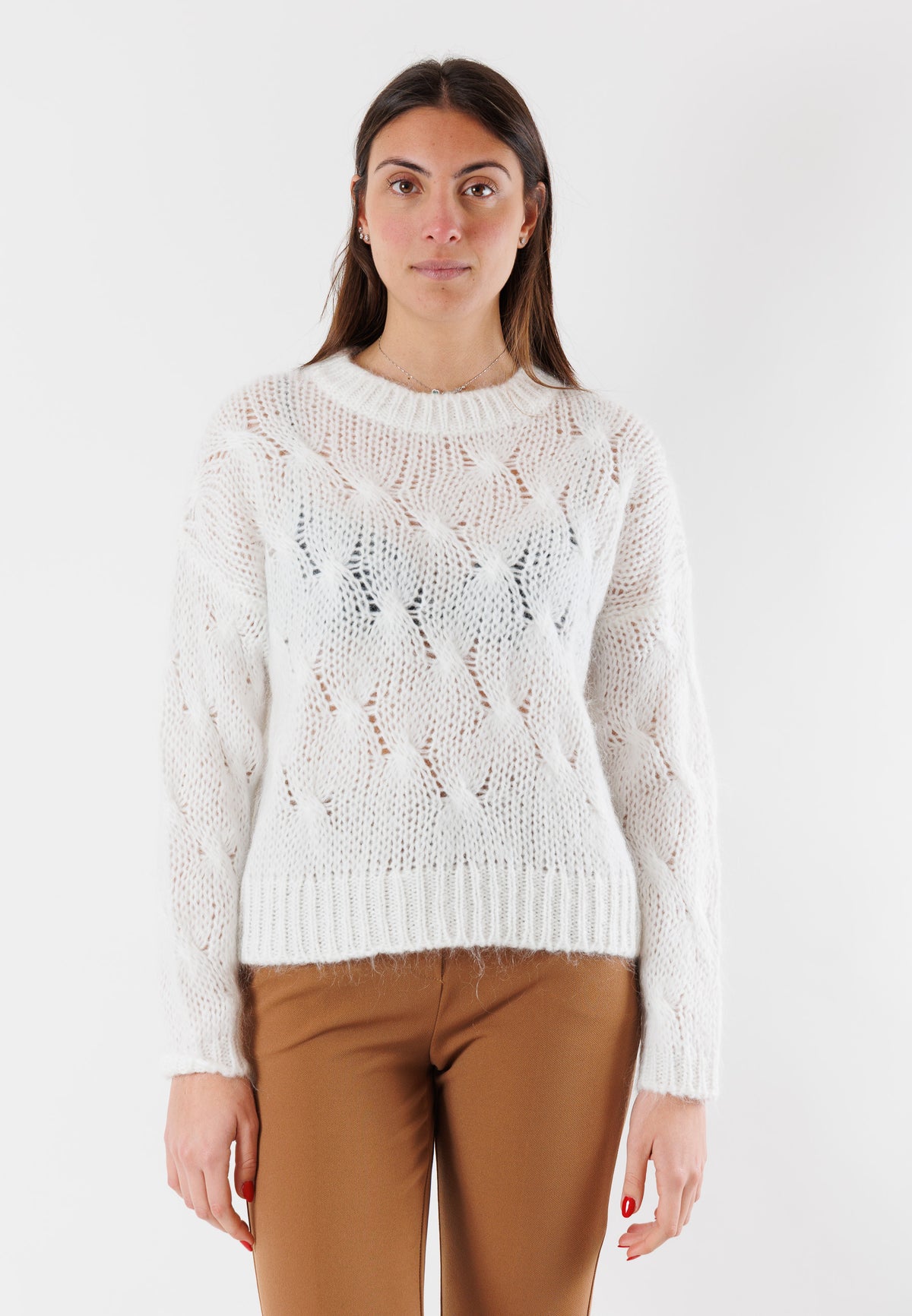Maglia girocollo con trecce 3M0893CN