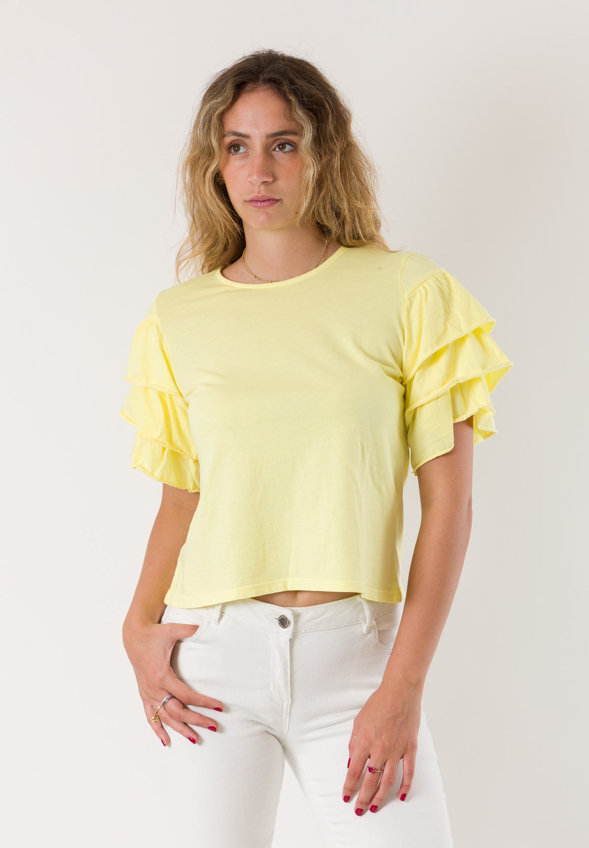 T-shirt con maniche a balze 100% cotone MR4068N