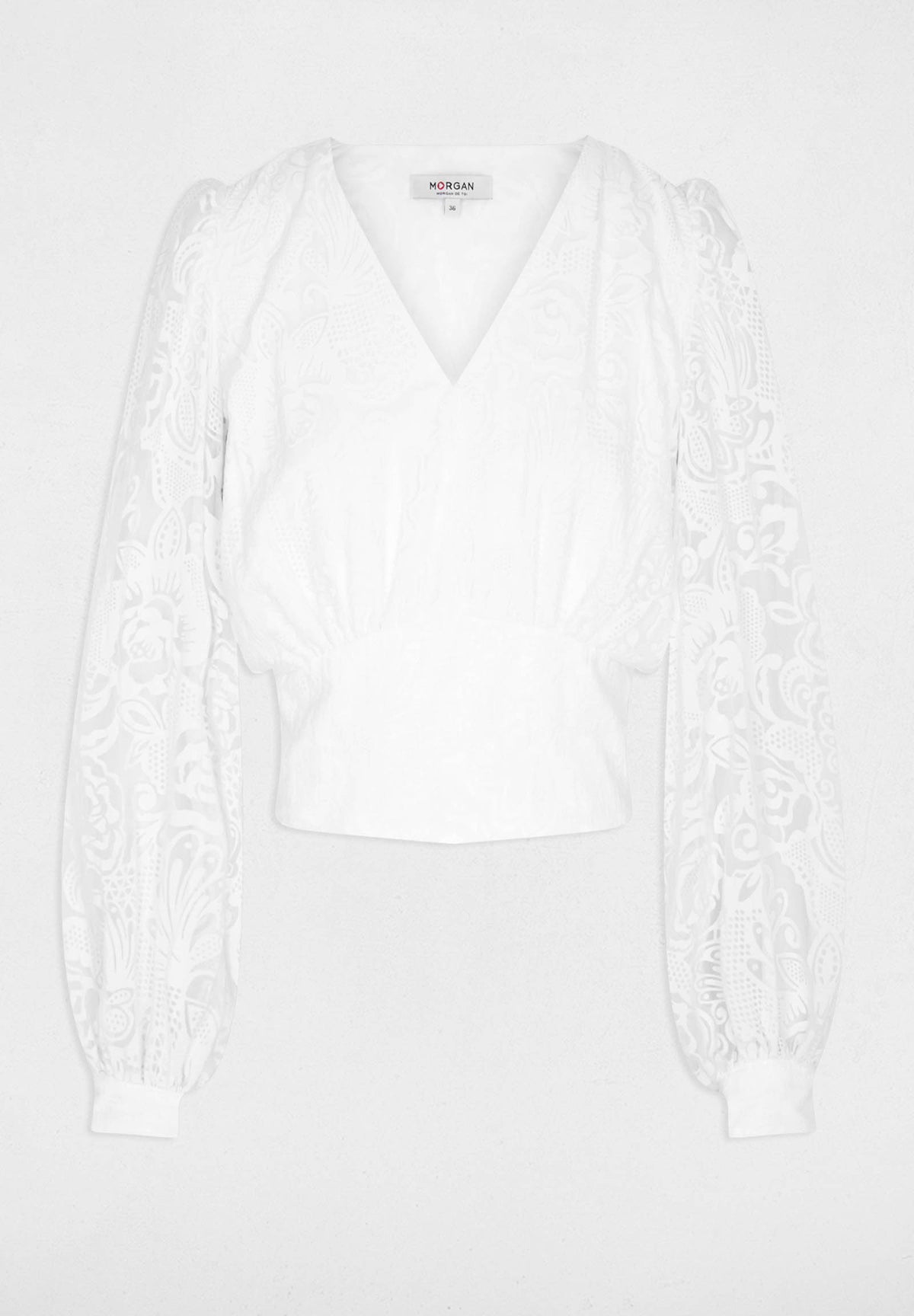 Blusa scollo V con ricami OLACO.F ( TAGLIE FRANCESI )
