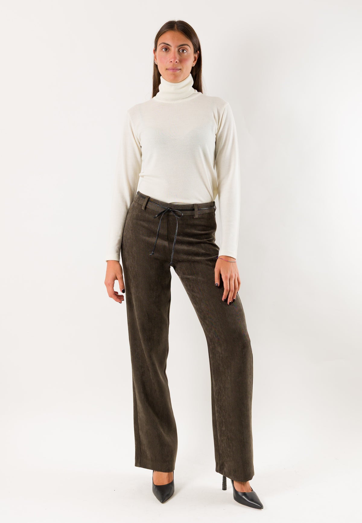 Mesange AI26616 pantaloni dritti con cintura