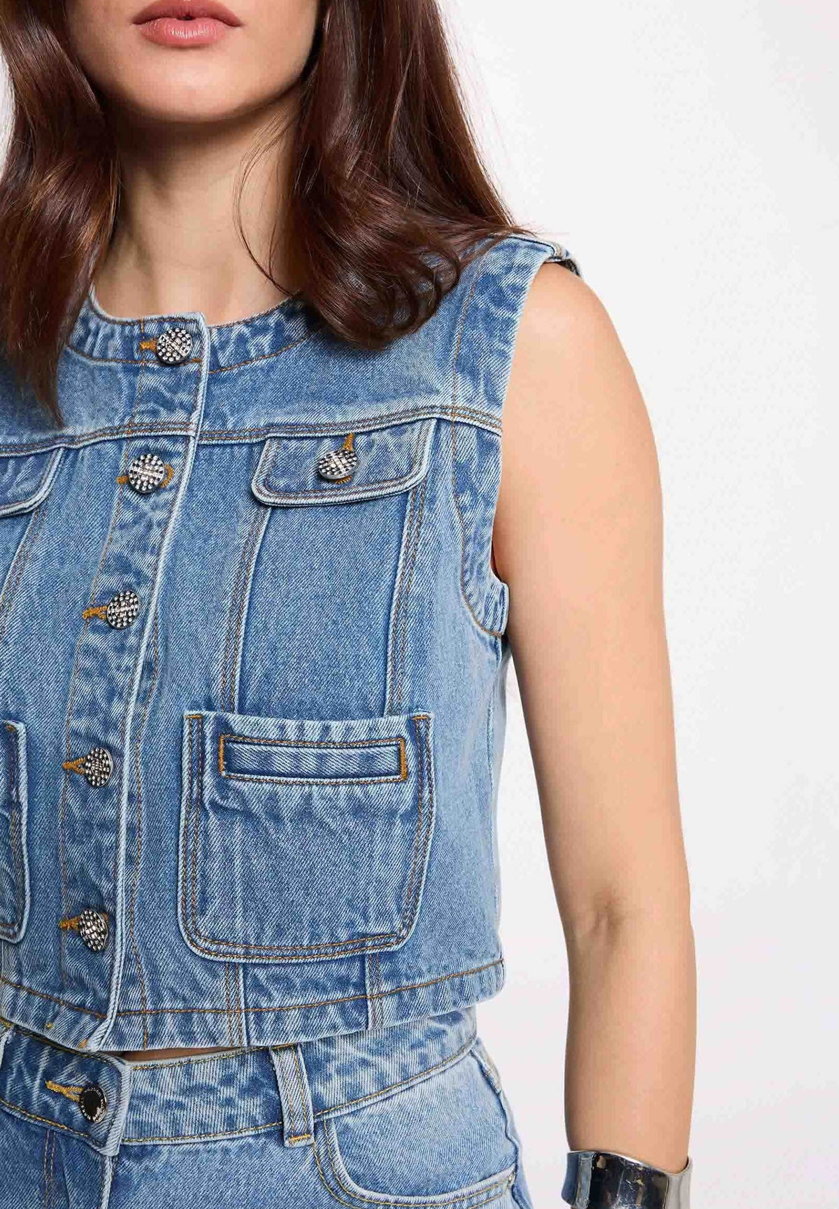 VCHARMYDENIM STONE - Waistcoat - MORGAN DE TOI
