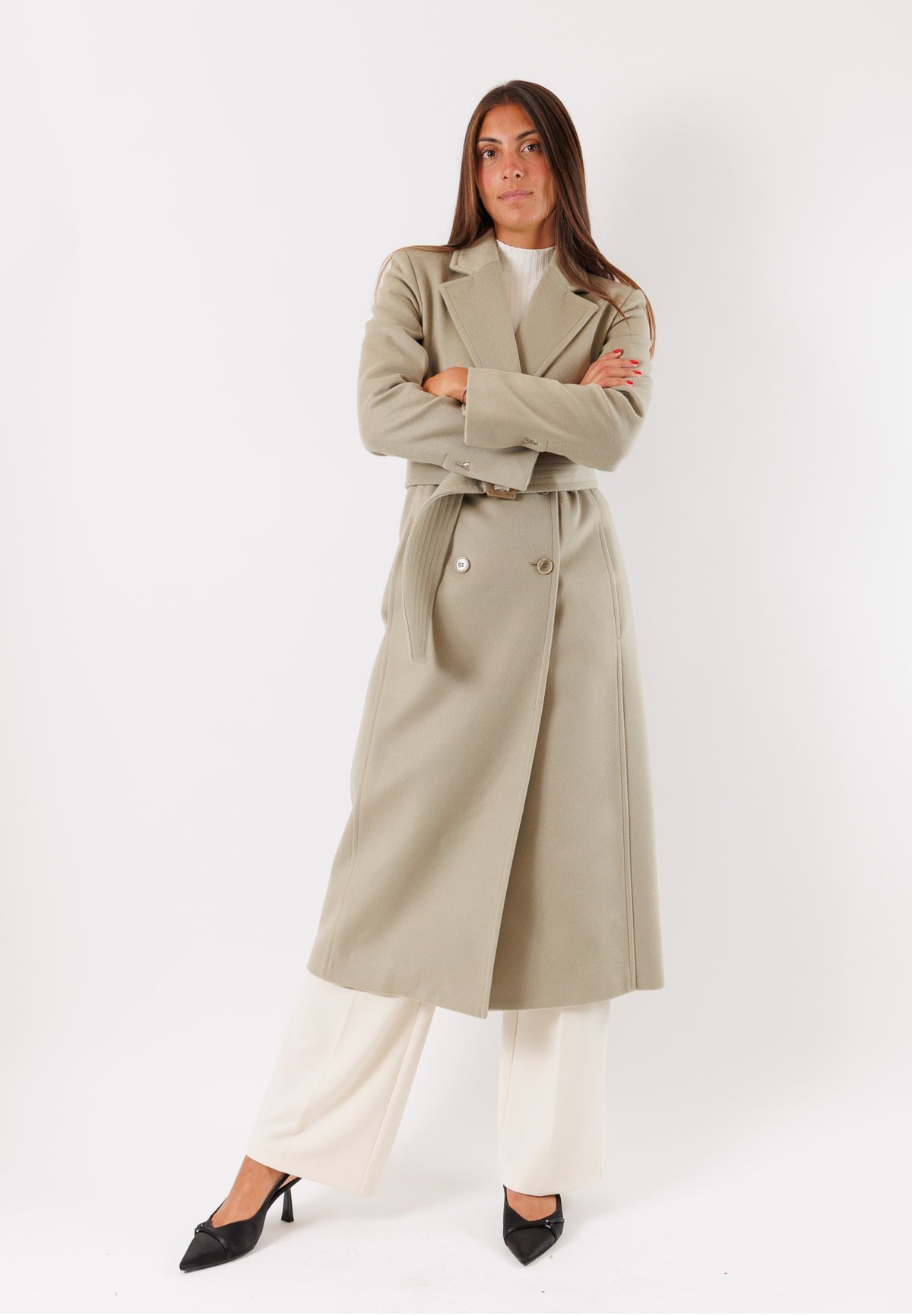 Cappotto in misto lana con cintura coordinata 2O0195A171