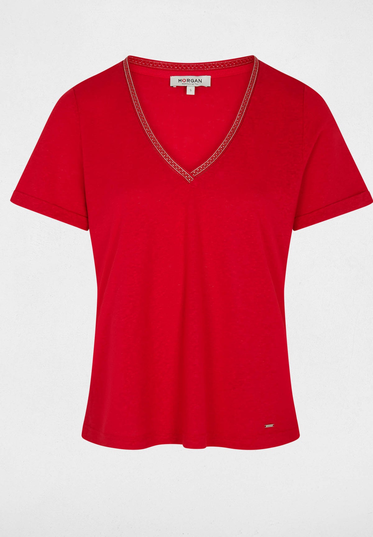 T-shirt con scollo a V a contrasto DAMA