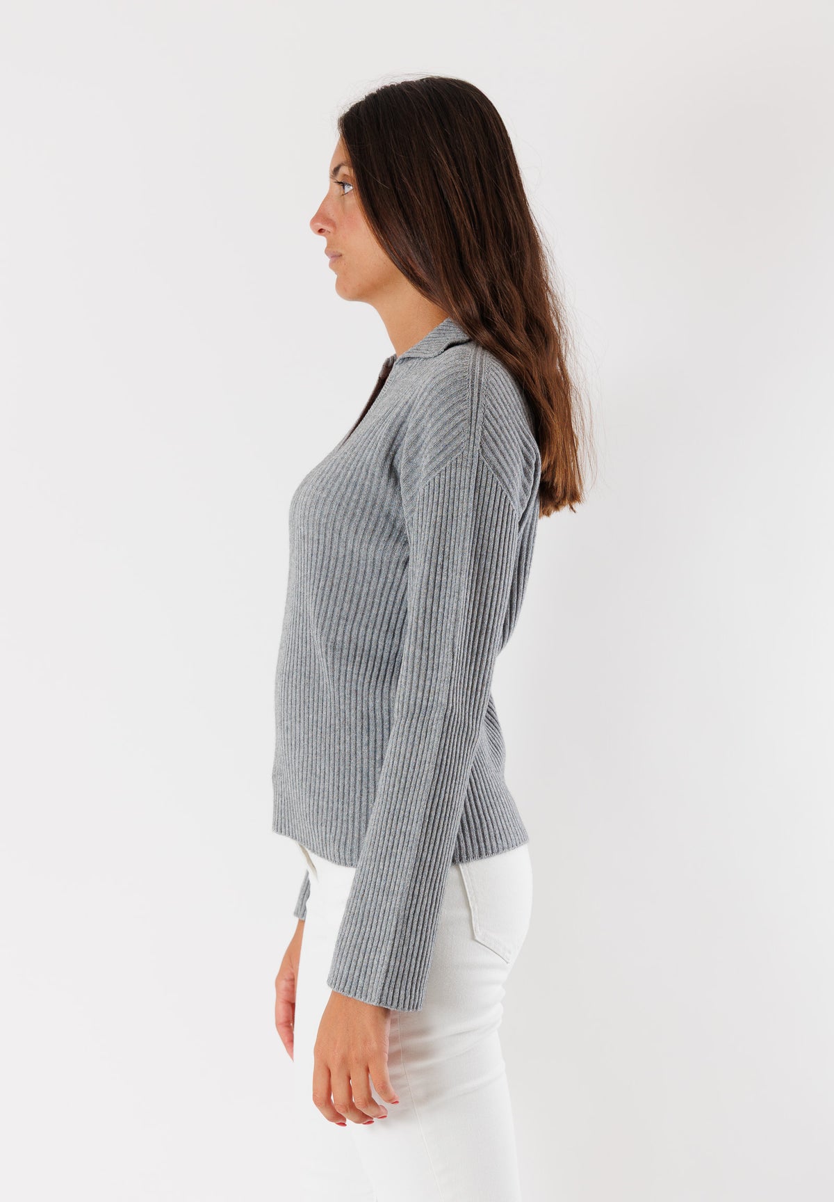 Maglia a costine con scollo polo 3M0851