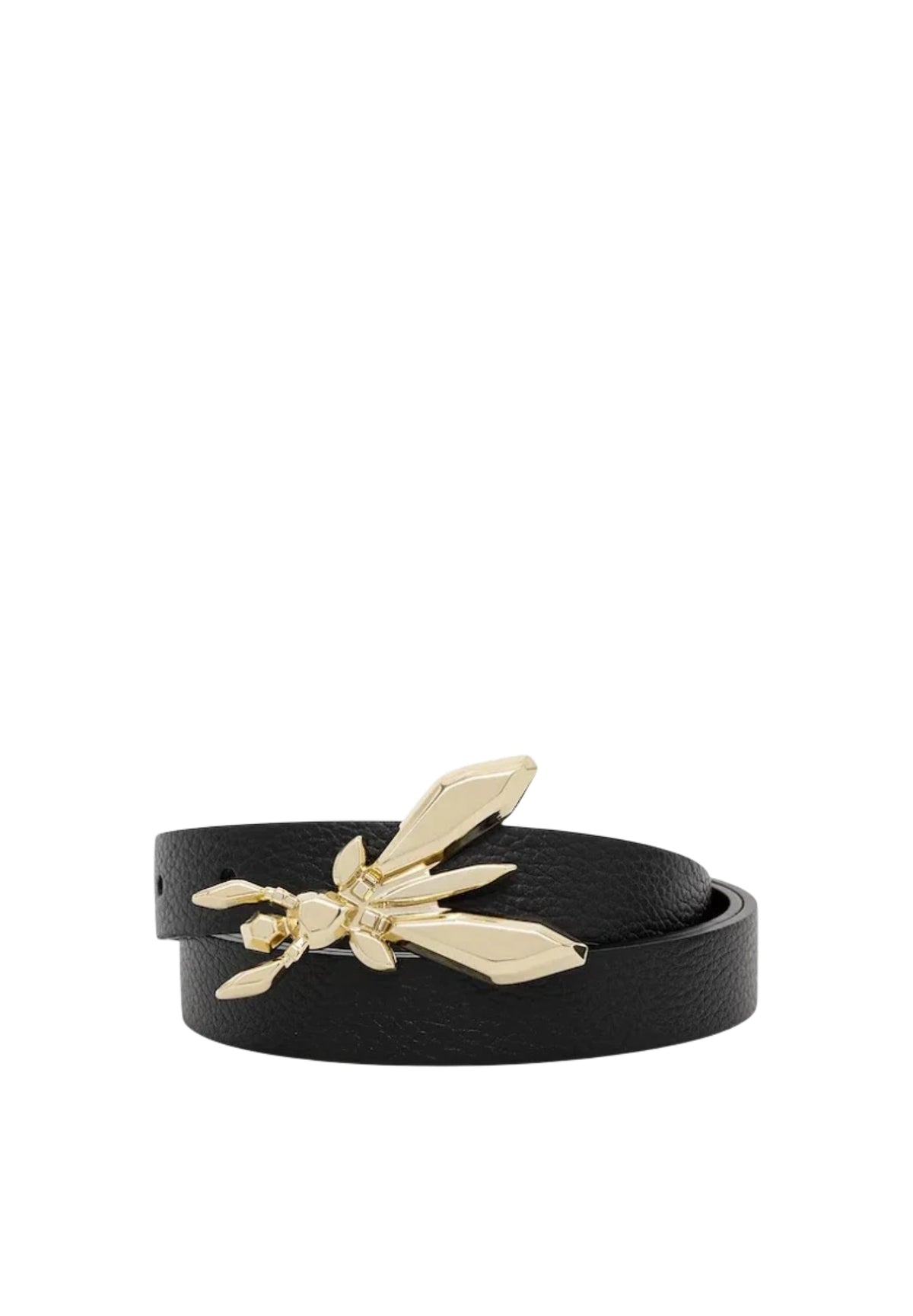 Cintura Donna Patrizia Pepe in Pelle Nera con Fibbia Fly Dorata 8W0016L001K118