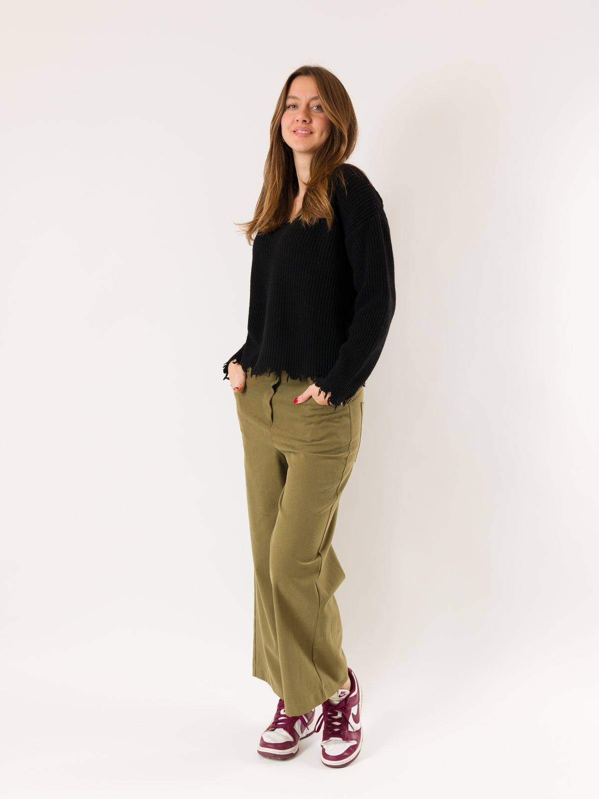 MESANGE Women's Green Trousers
