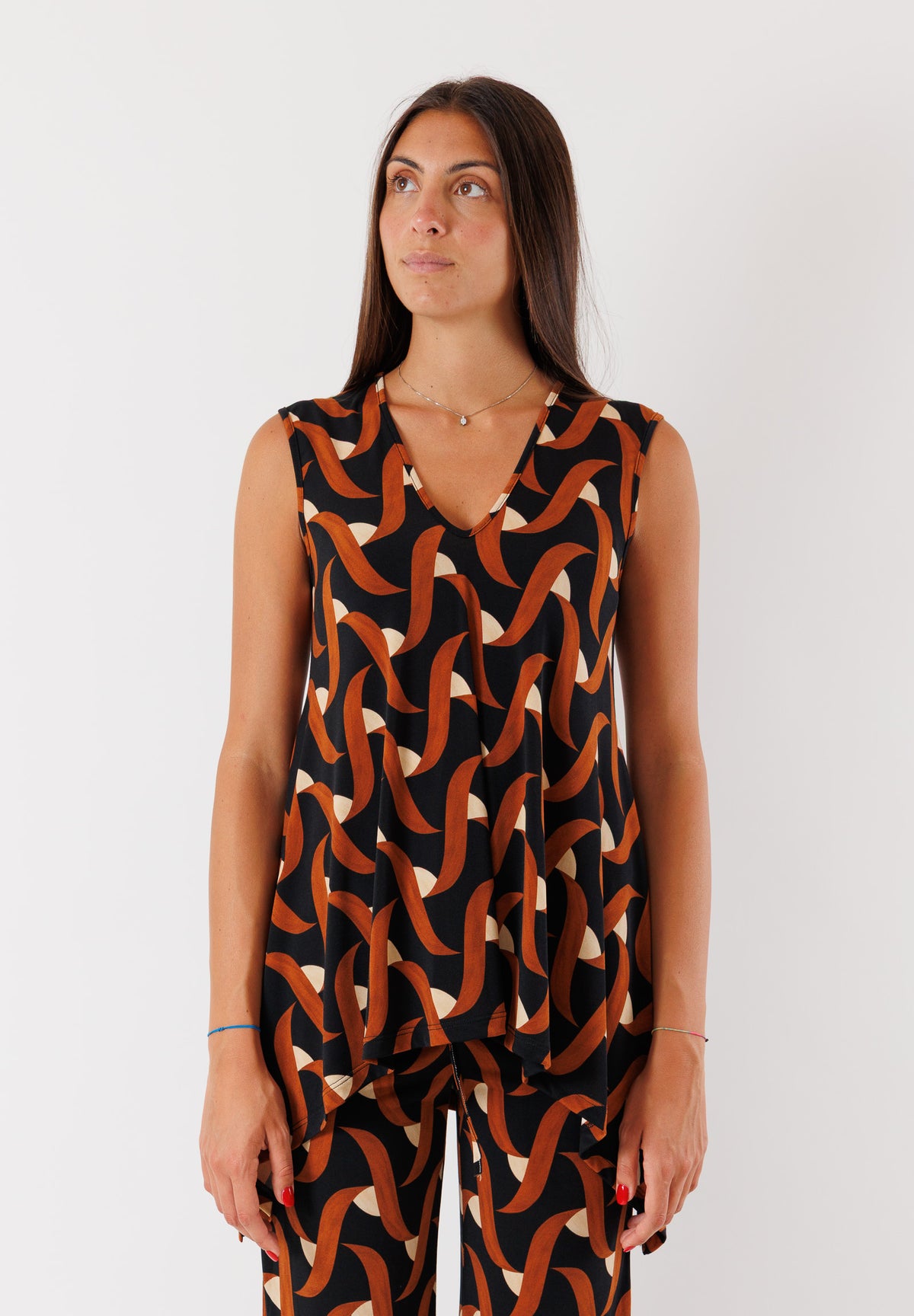 Top senza maniche  in jersey fantasia PE25306