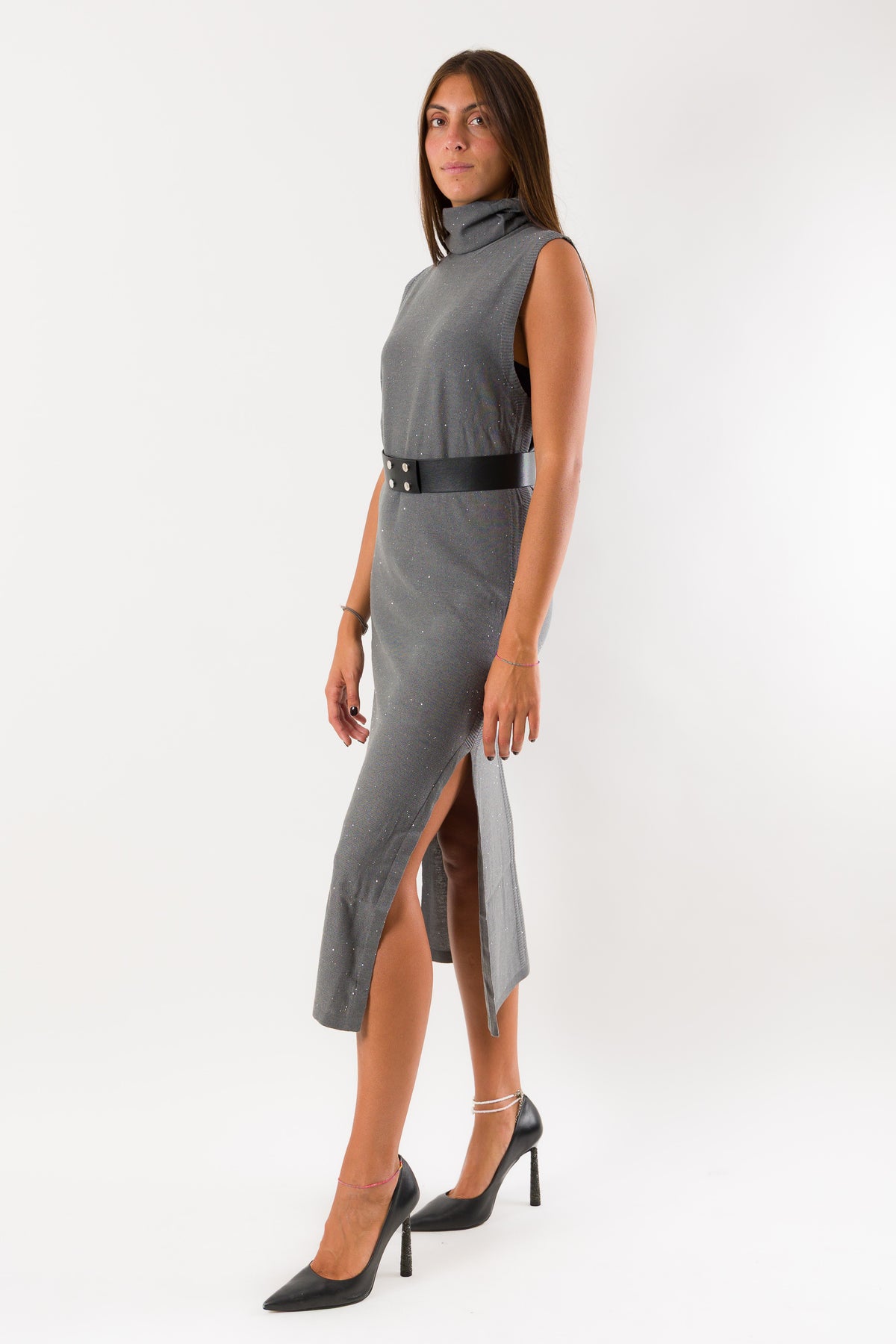 Abito midi lurex collo alto 8A0029