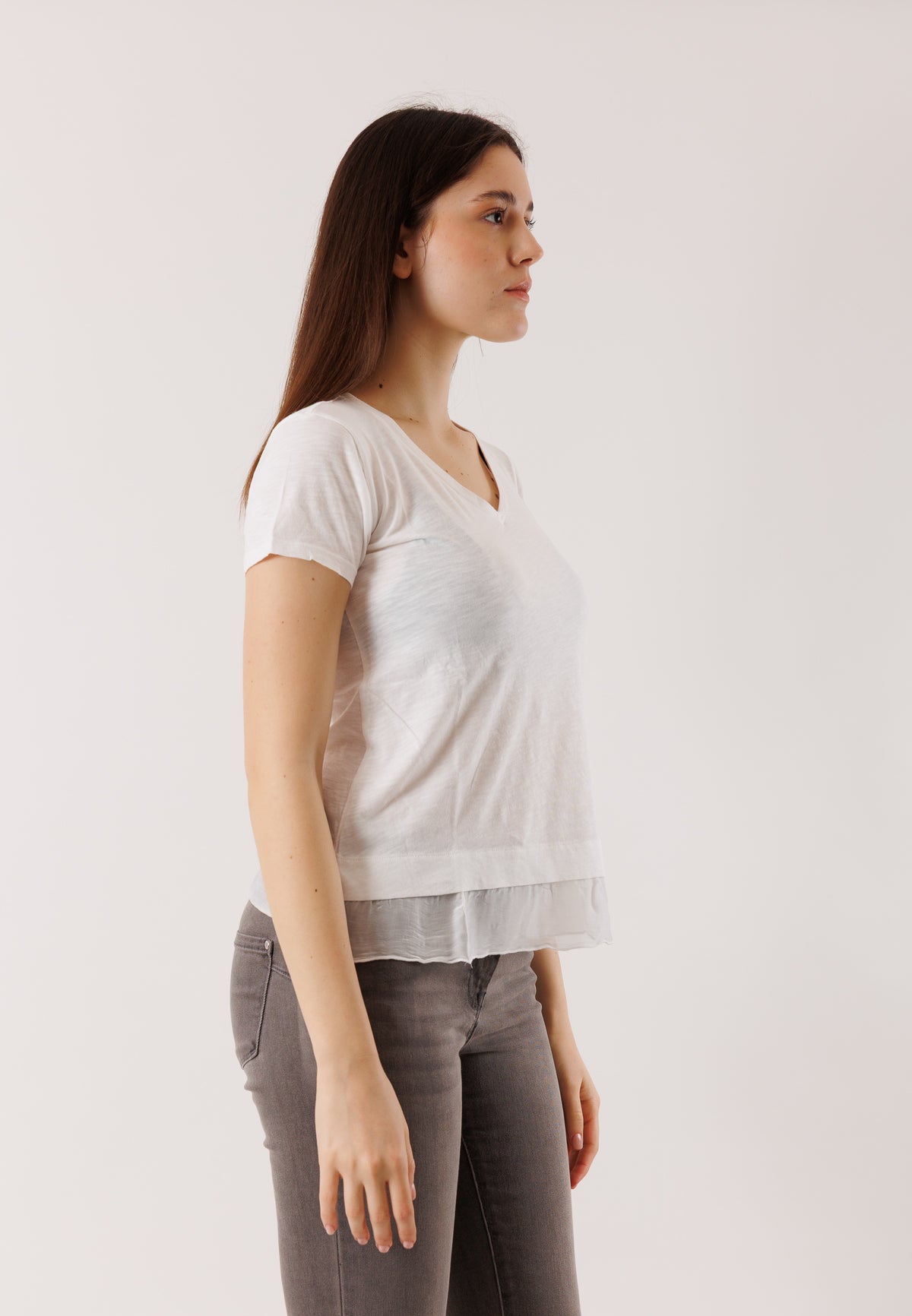 T-shirt morbida con inserto seta D42492