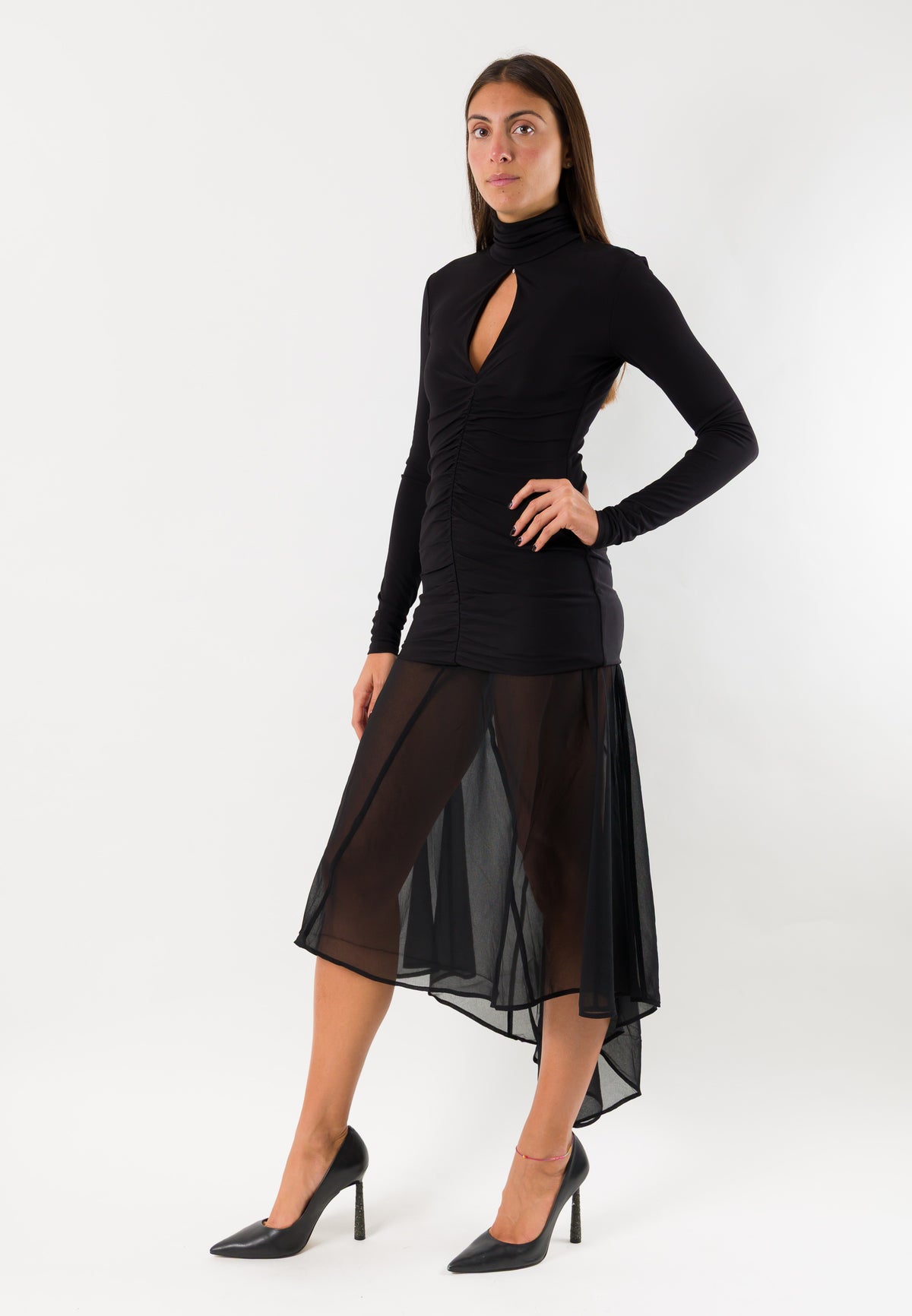 Patrizia Pepe 2A0070 abito midi drappeggiato