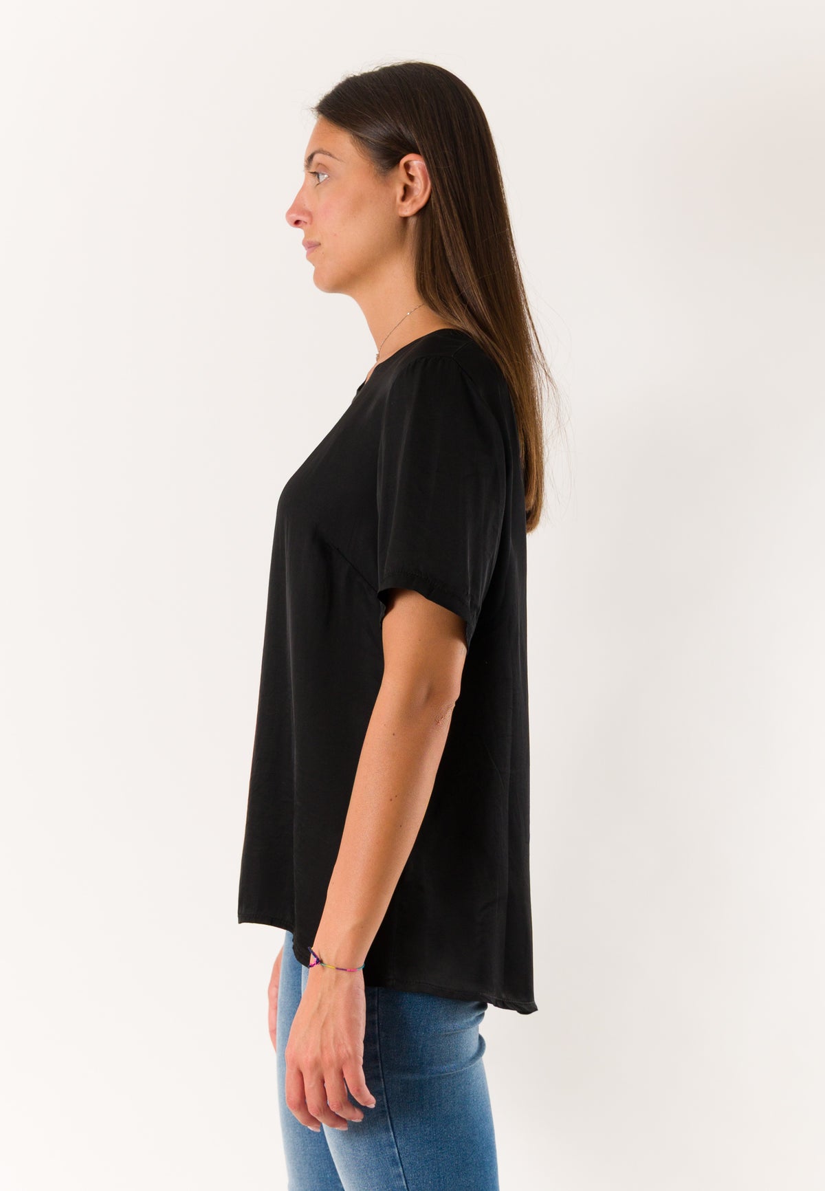 t-shirt a mezze maniche in raso 424219