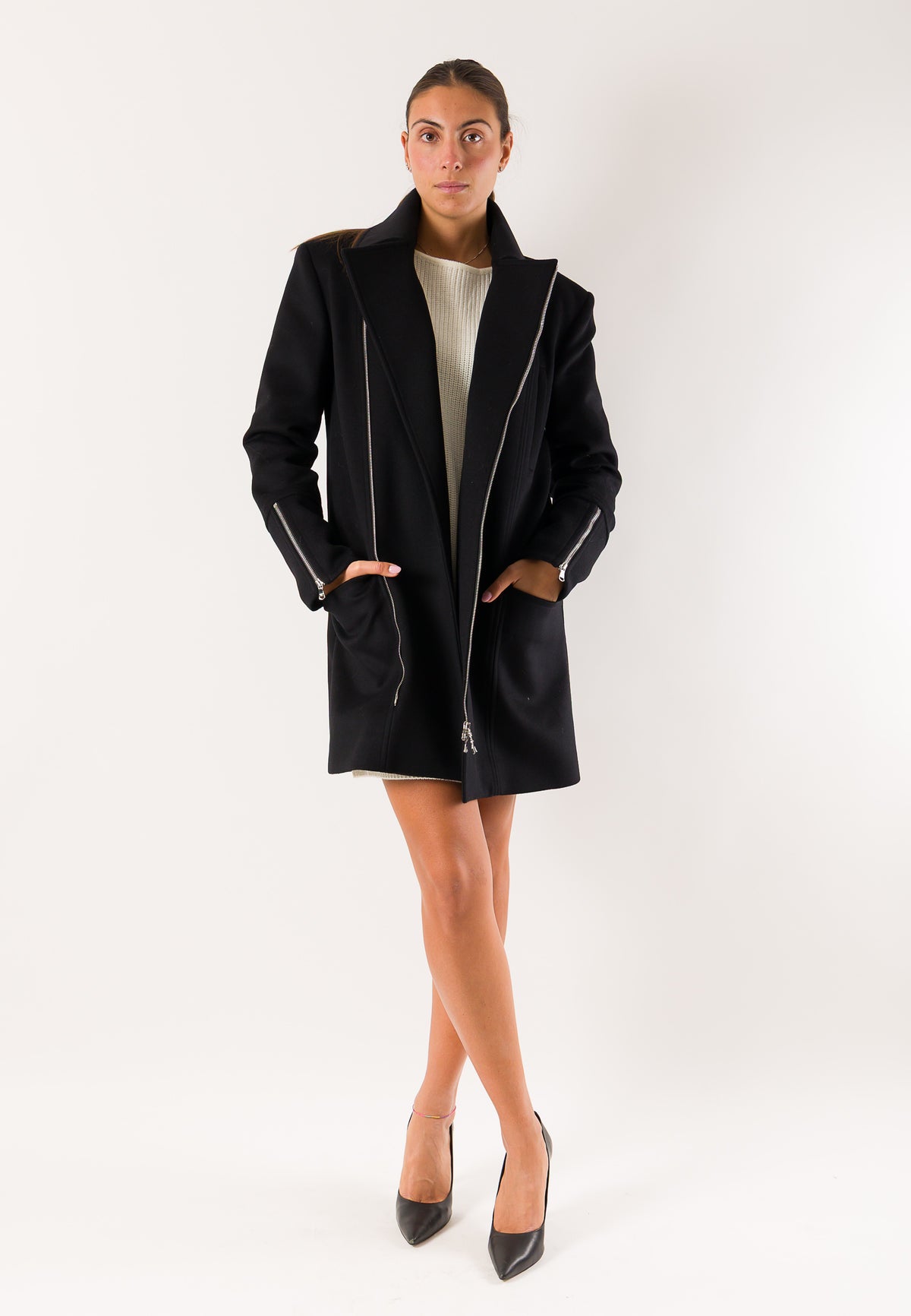 Patrizia Pepe 2O0226 cappotto zip asimmetrica
