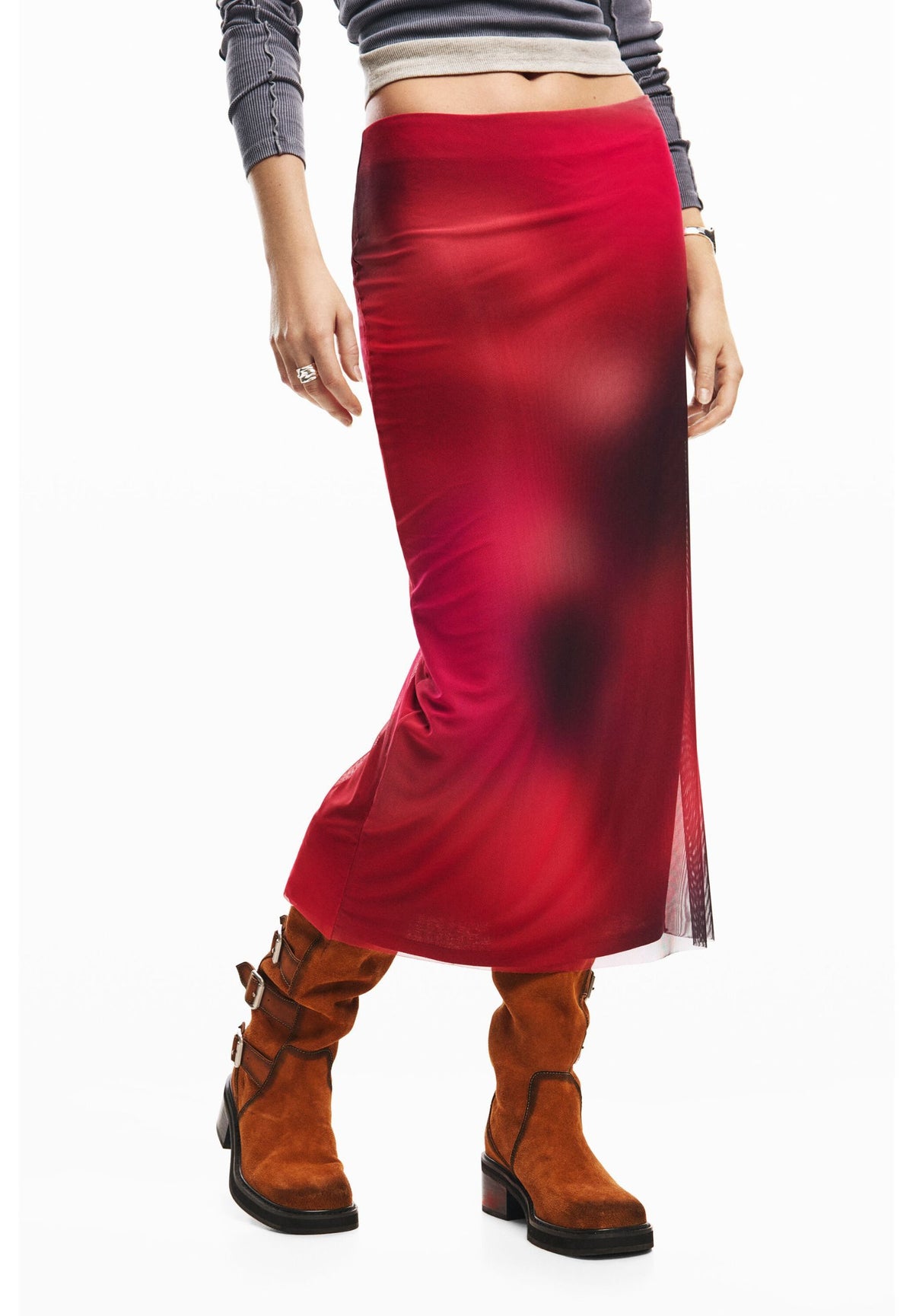 Gonna midi in tessuto tulle 26SWFK02