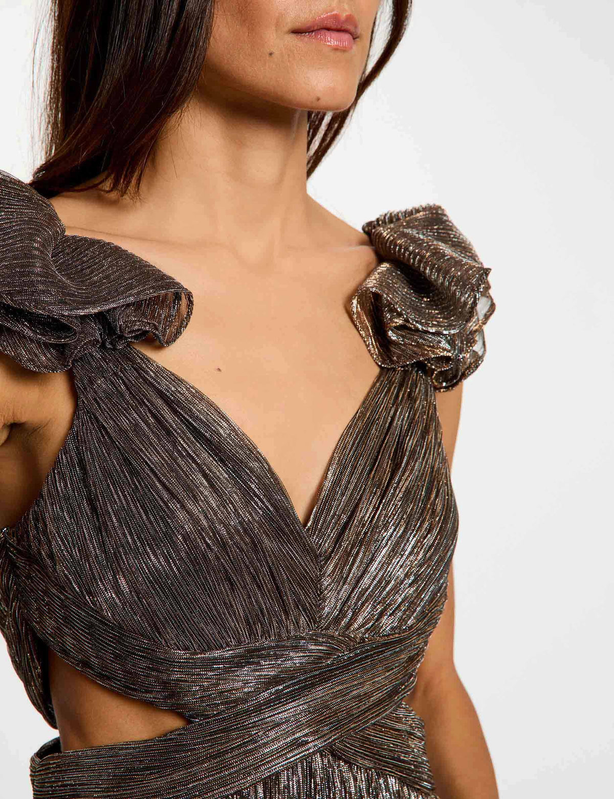Morgan RISSILA abito lungo lurex plissé
