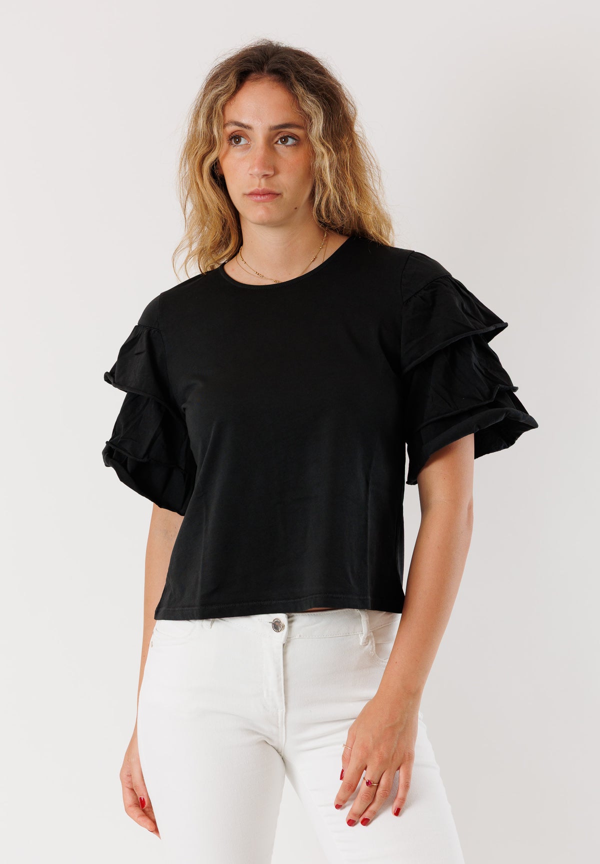T-shirt con maniche a balze 100% cotone MR4068N