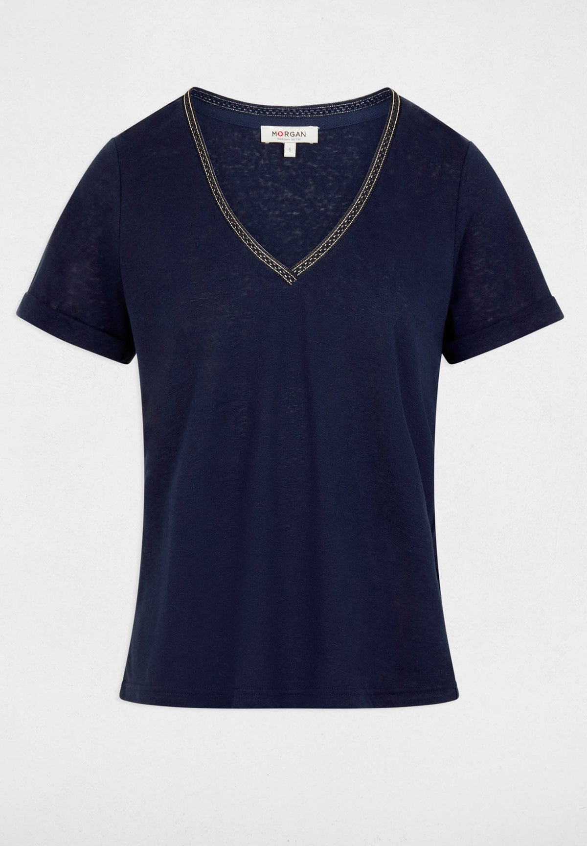 T-shirt con scollo a V a contrasto DAMA