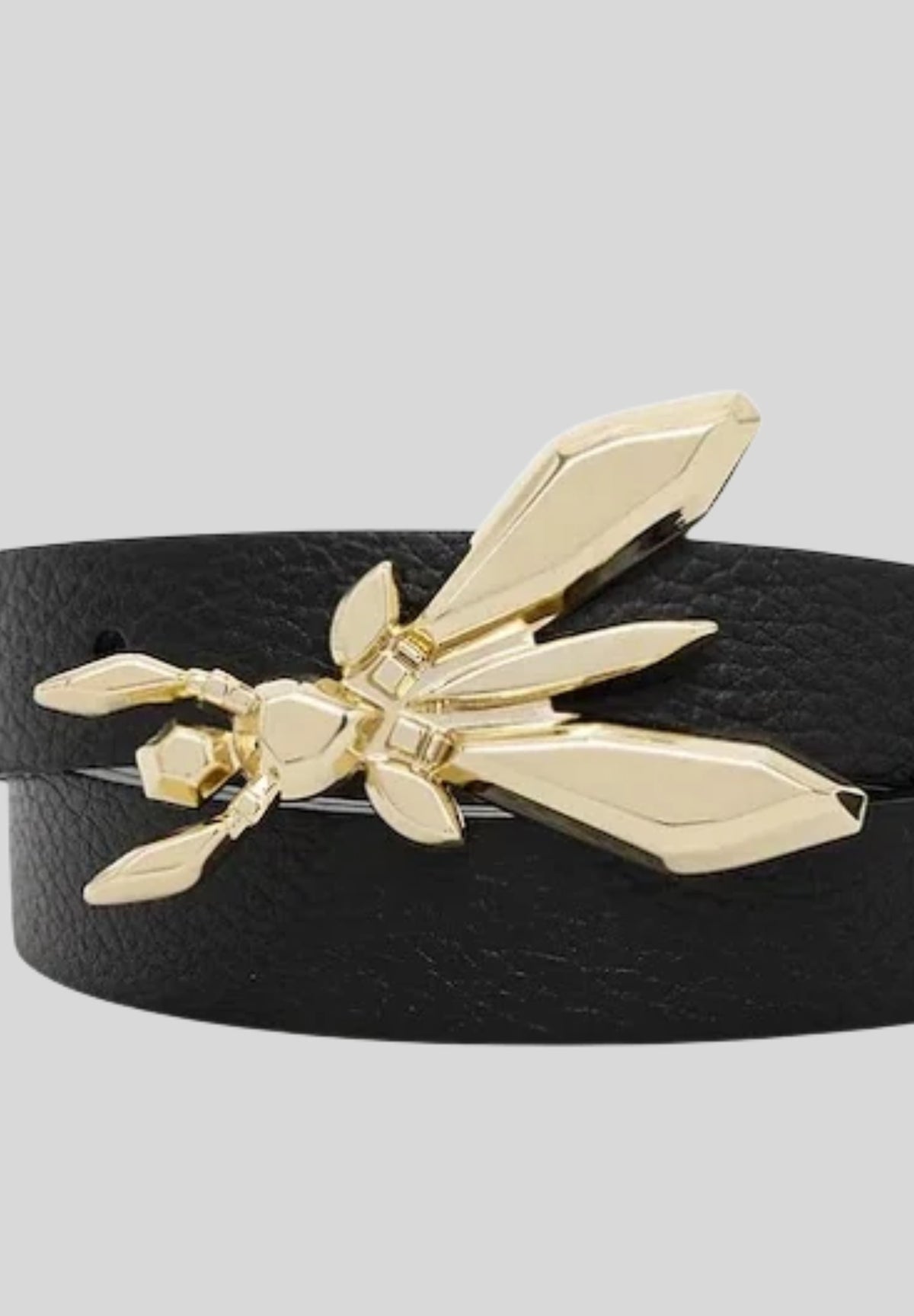 Cintura Donna Patrizia Pepe in Pelle Nera con Fibbia Fly Dorata 8W0016L001K118