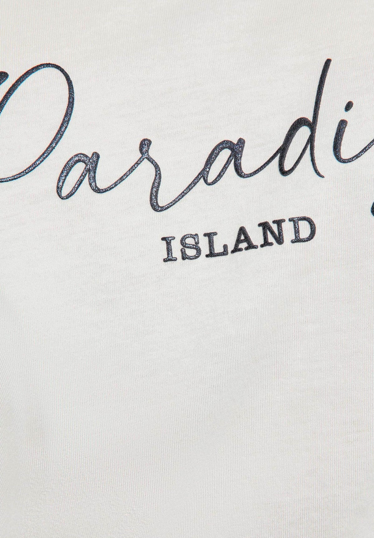 T-shirt scollo a V con scritta Paradise DBEACH