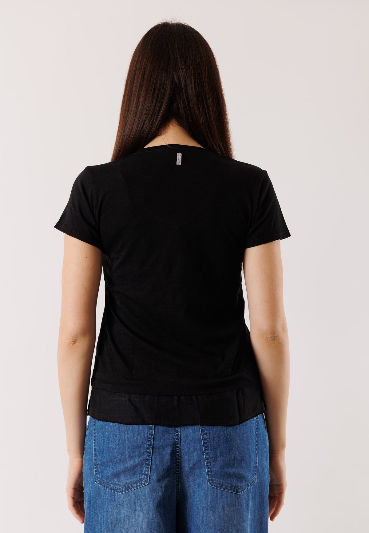 T-shirt morbida con inserto seta D42492
