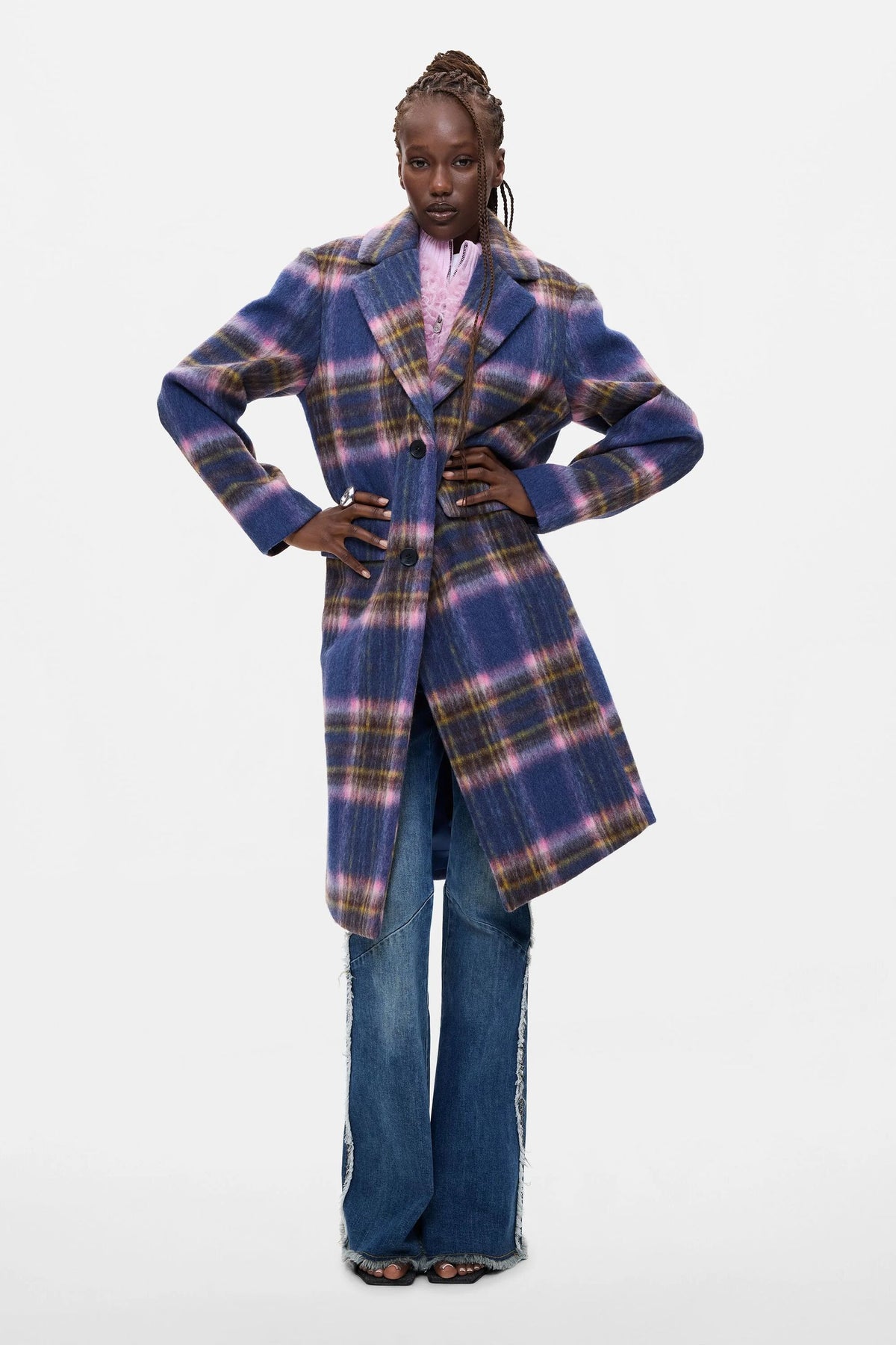 cappotto lungo a quadri in lana 26WWEW305000