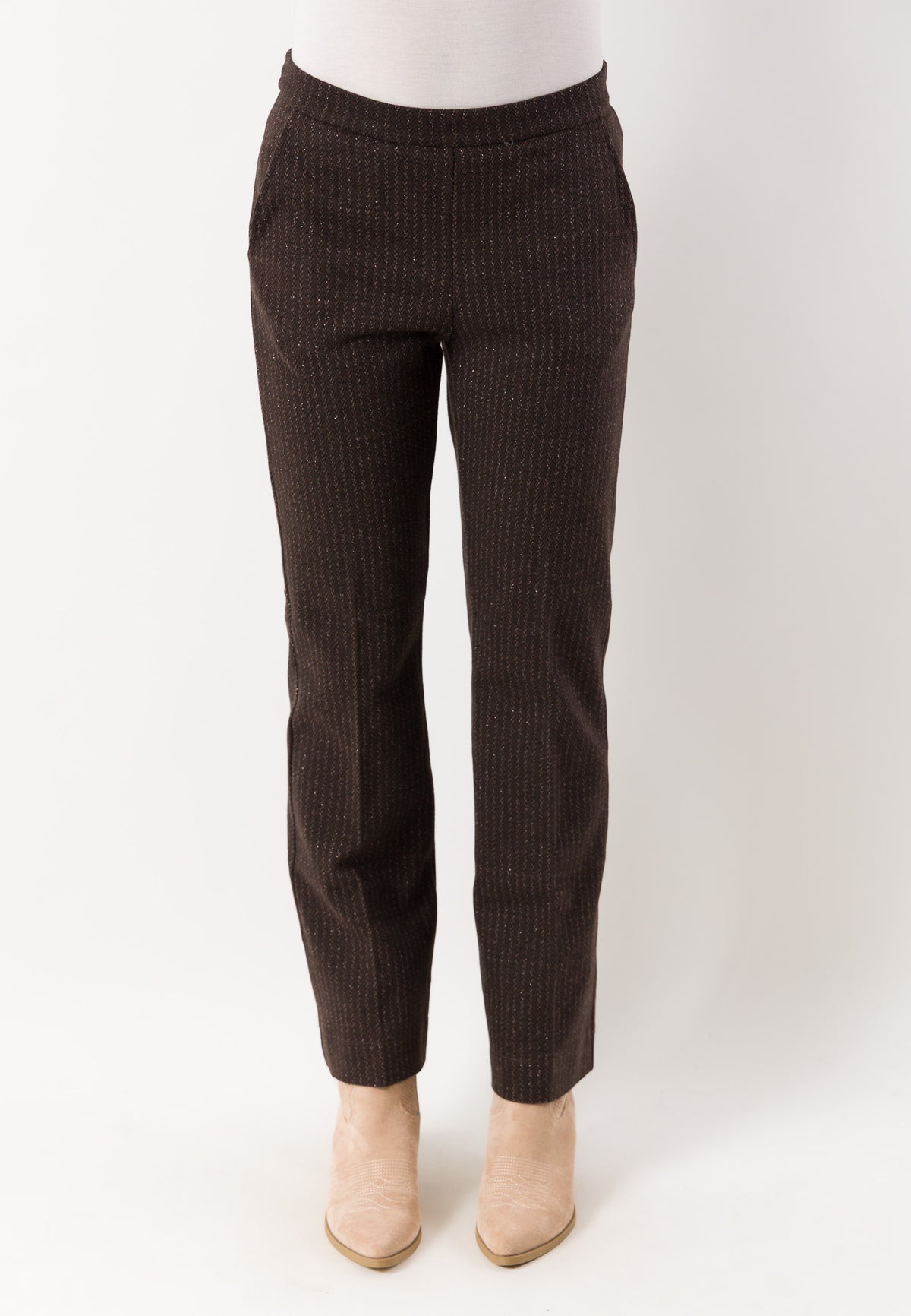 Pantaloni slim gessati elasticizzati D52566