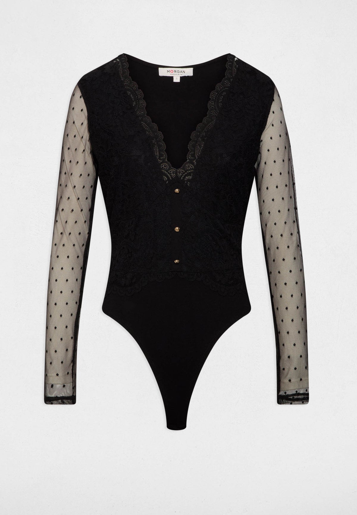Body con motivo in pizzo semitrasparente TPLAZA