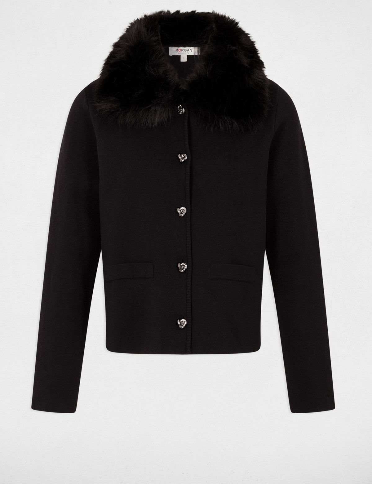 Morgan MCOUSI cardigan collo eco-pelliccia