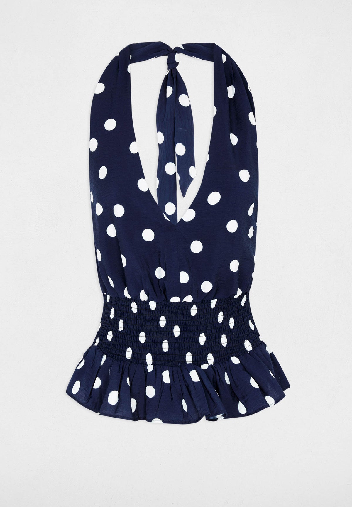 Top blu a pois scollo OPIDO - TAGLIE FRANCESI