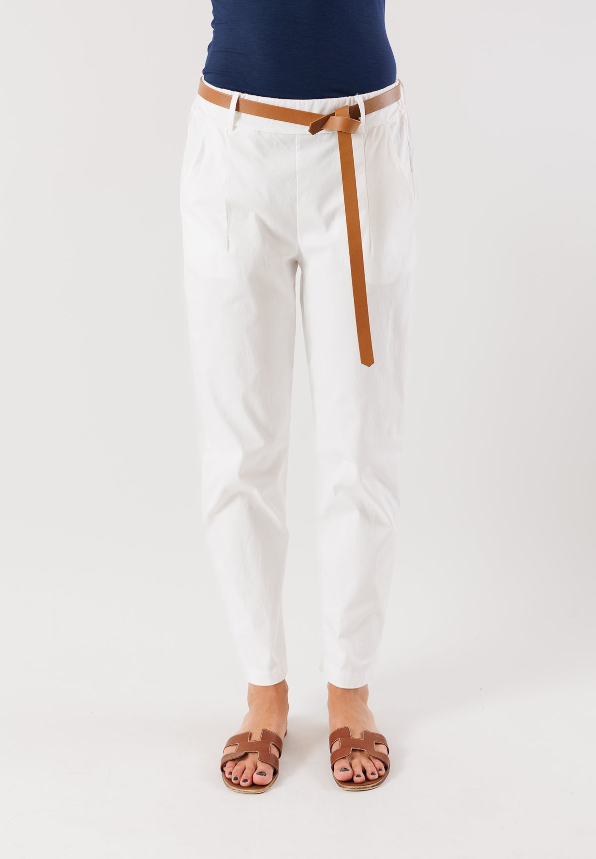 Pantaloni in cotone elasticizzato con cintura NH233