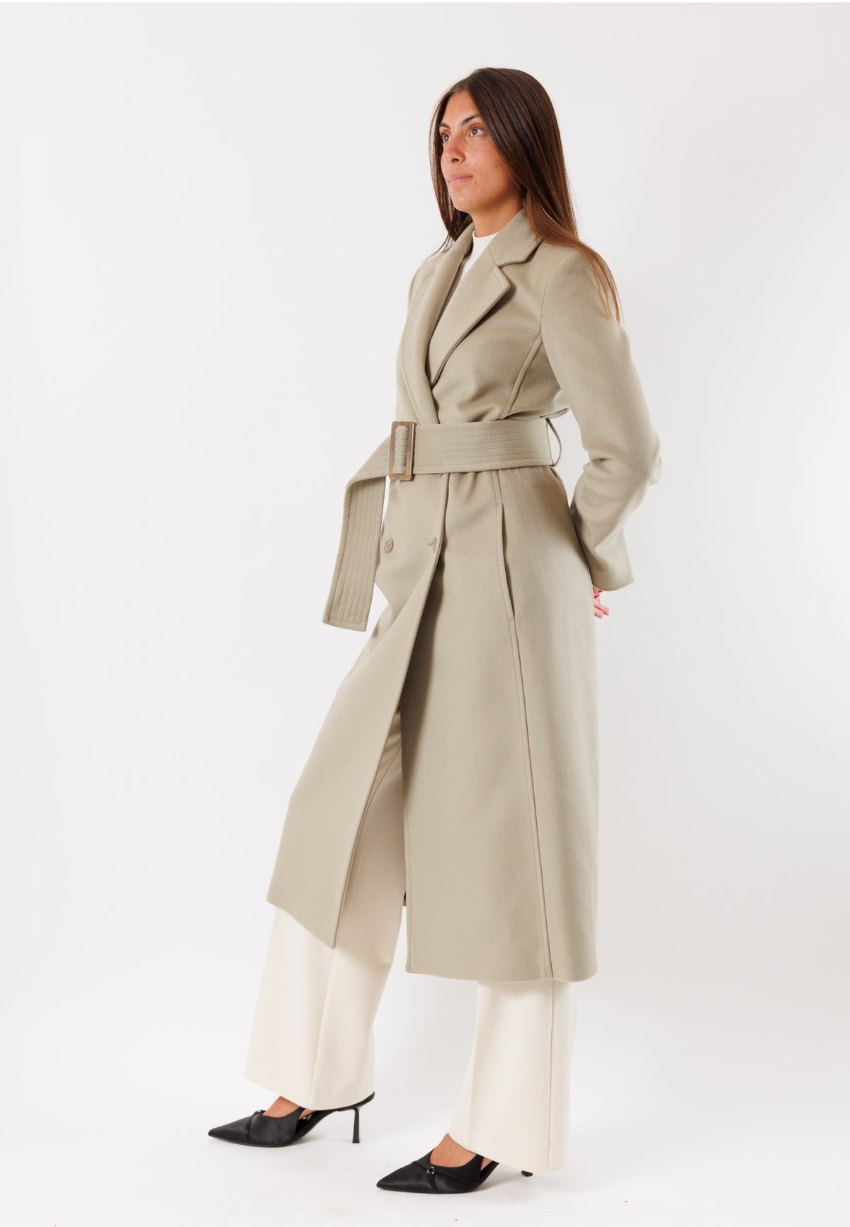Cappotto in misto lana con cintura coordinata 2O0195A171