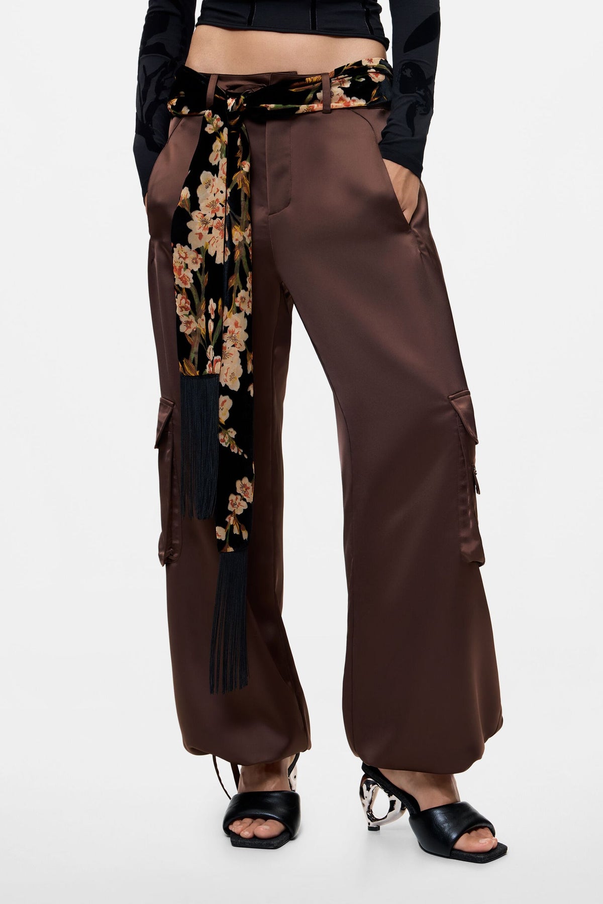foulard con frange a fiori 26WAWA382000