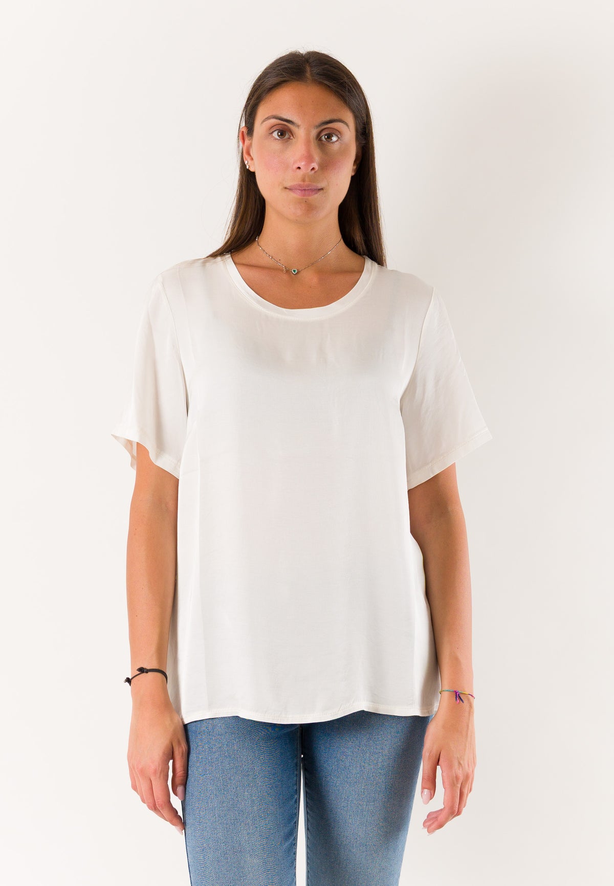 t-shirt a mezze maniche in raso 424219