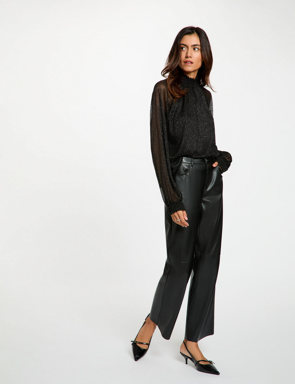 Morgan TYUKI blusa lurex collo alto