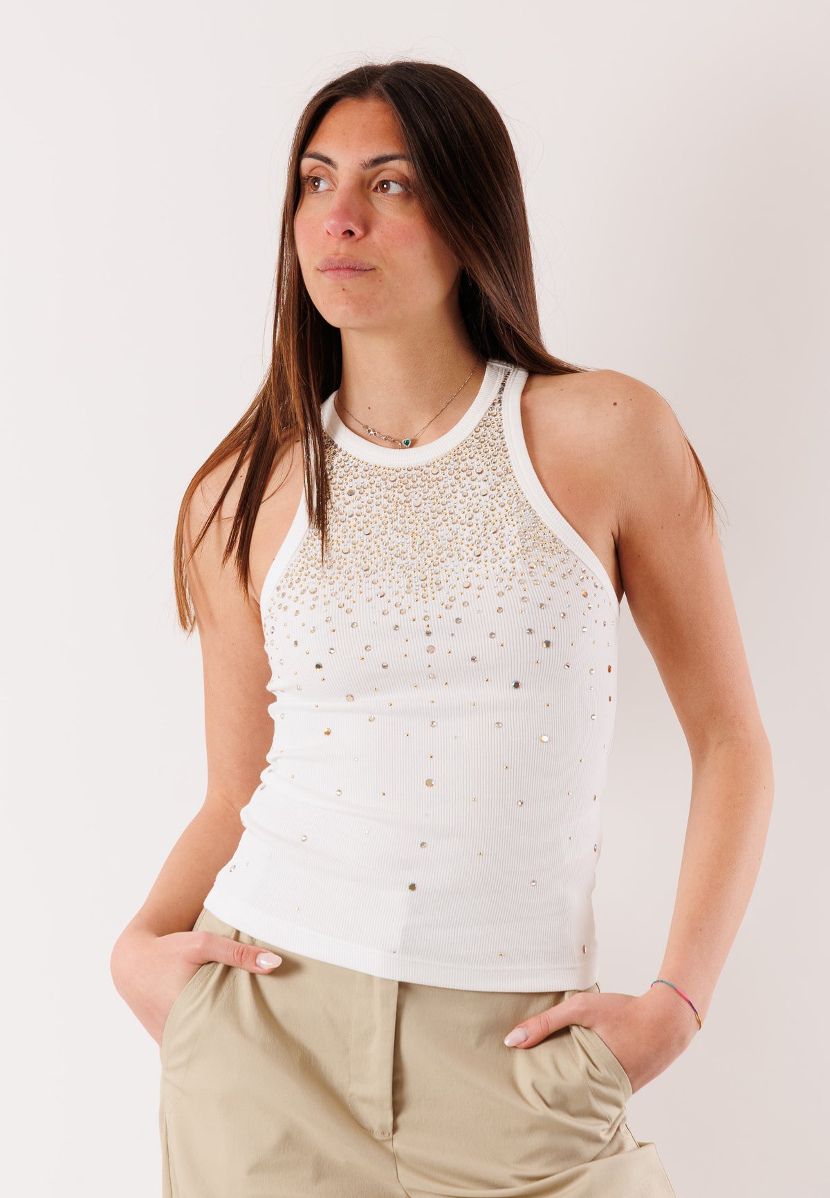 Top halter con strass 2M4534