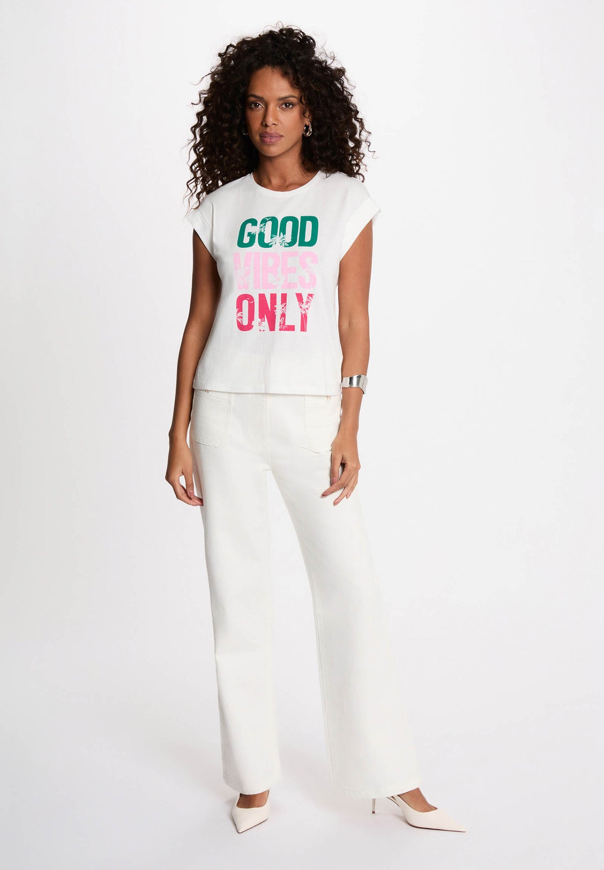 T-shirt con scritta multicolore DONLY