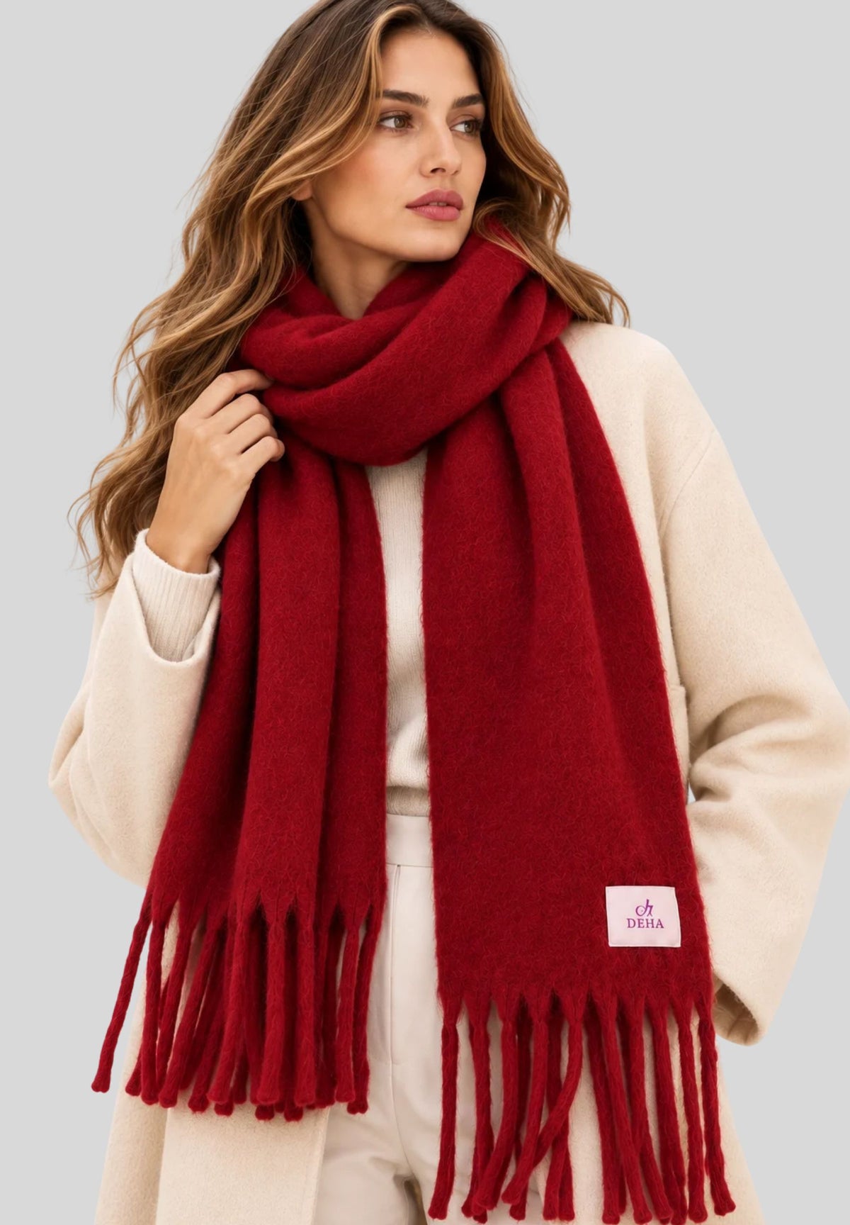 Sciarpa Donna DEHA con Frange – Cherry Red D1291066230