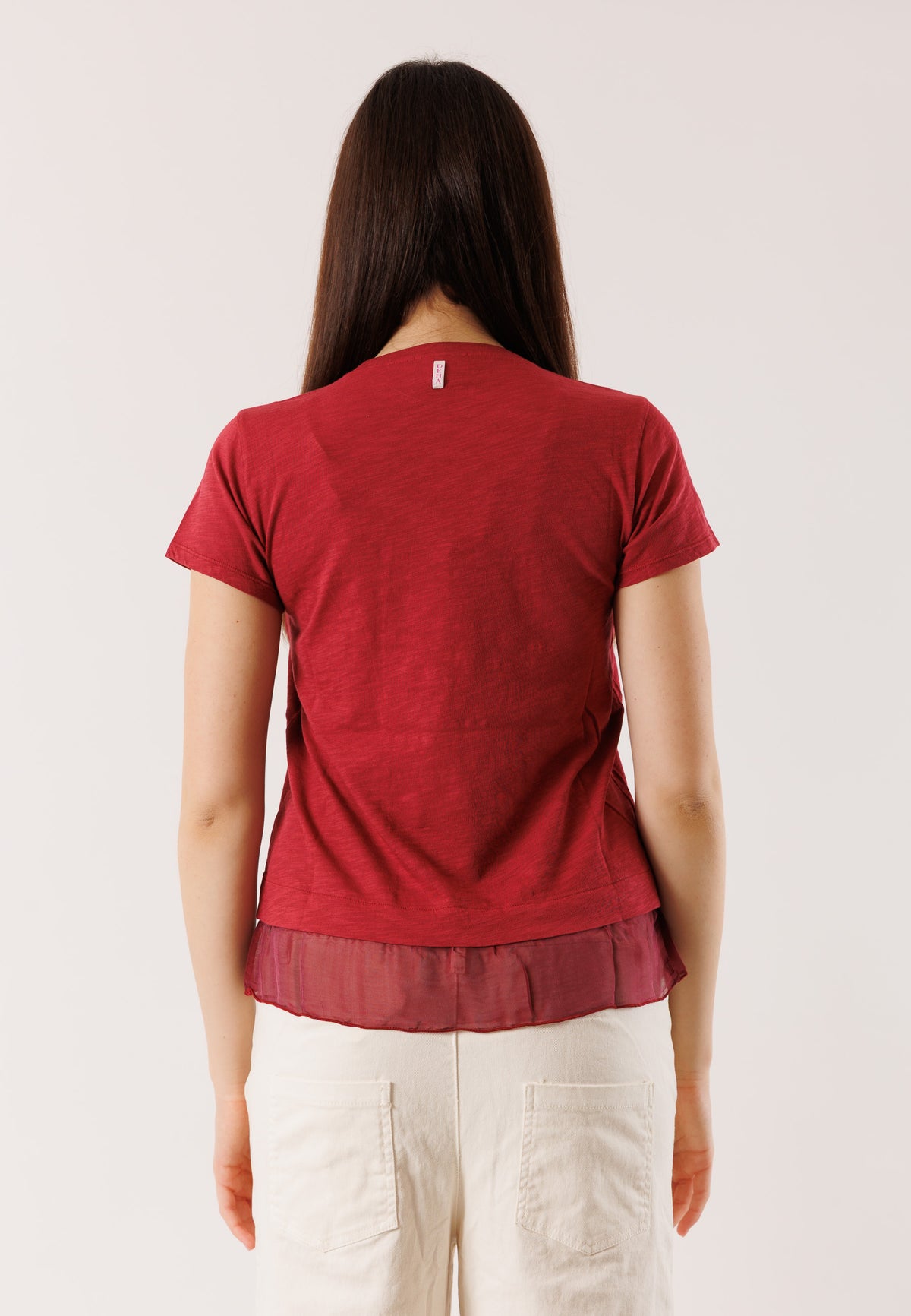 T-shirt morbida con inserto seta D42492