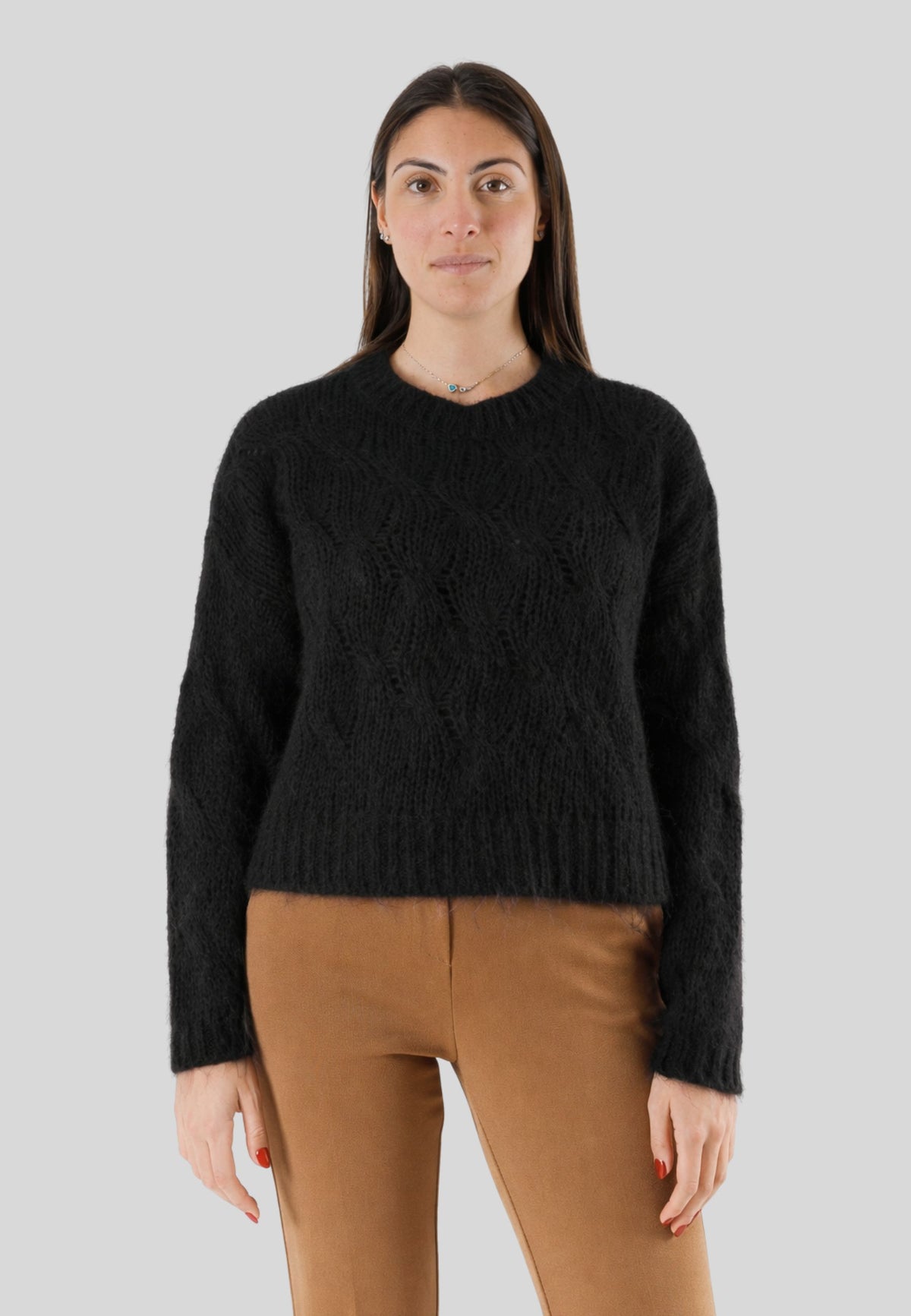 Maglia girocollo con trecce 3M0893CN
