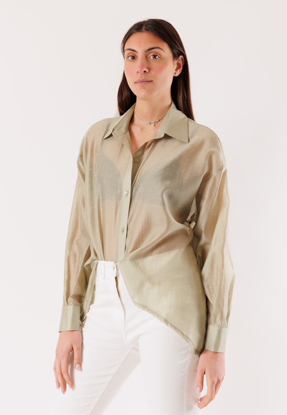 camicia stondata strass YM3001C