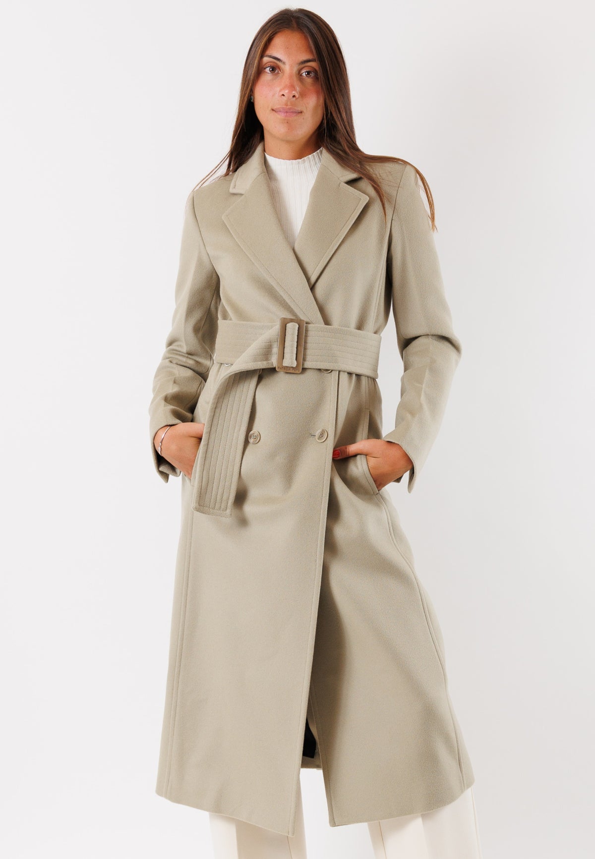 Cappotto in misto lana con cintura coordinata 2O0195A171