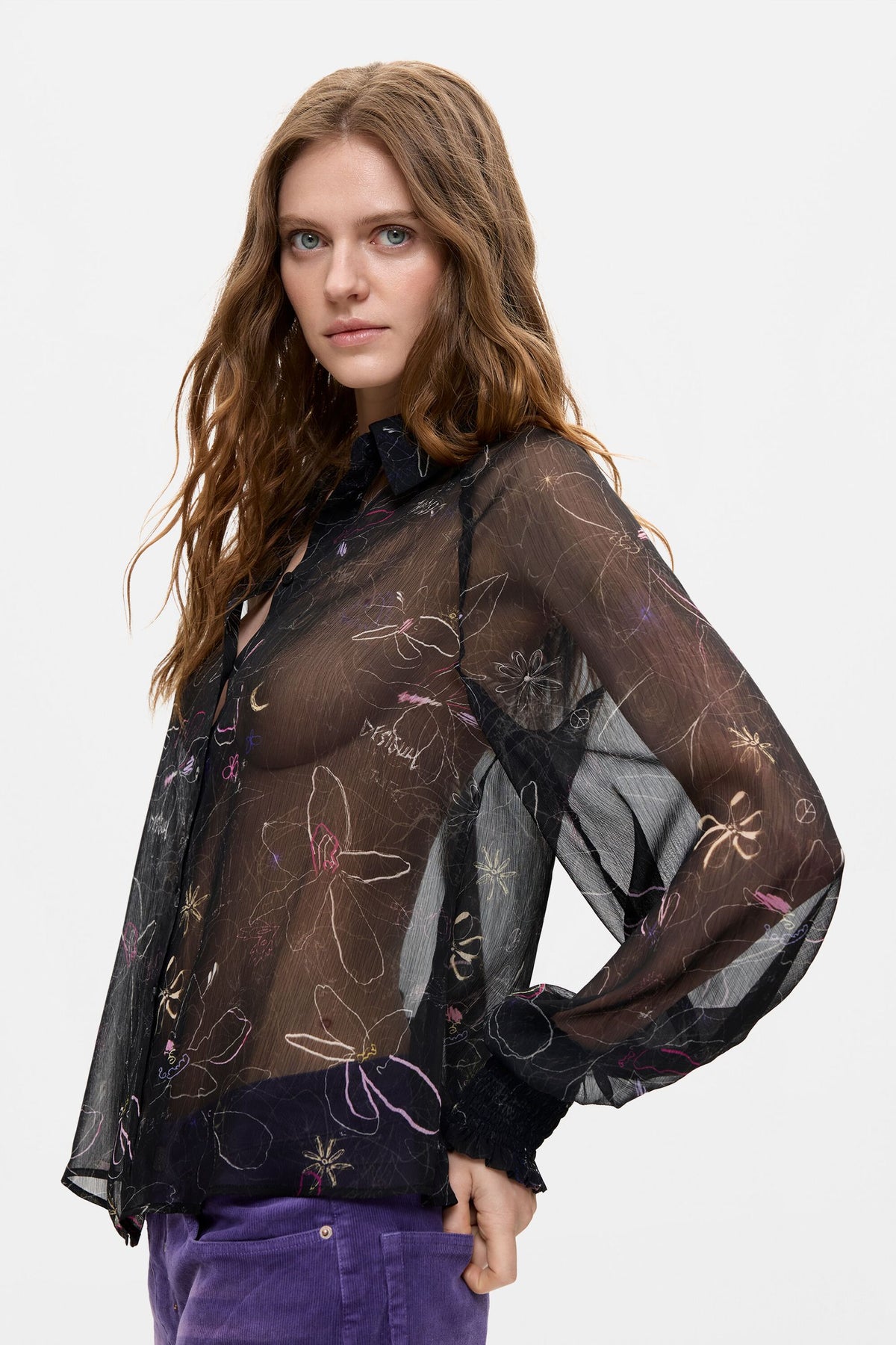 Blusa floreale trasparente 26WWBW112000