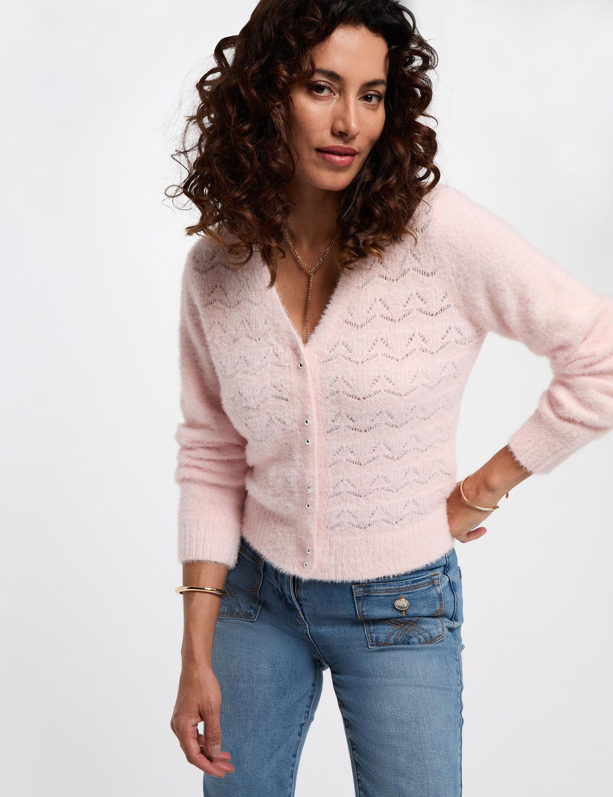 Cardigan con lavorazione traforata MLILY