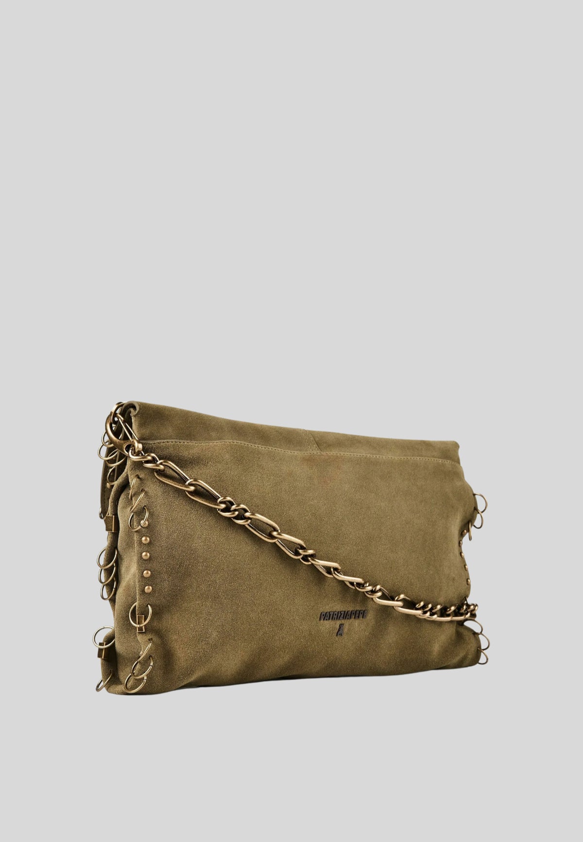 Borsa a Tracolla Patrizia Pepe Lizard Green in Pelle Scamosciata 8B0519L152NG652